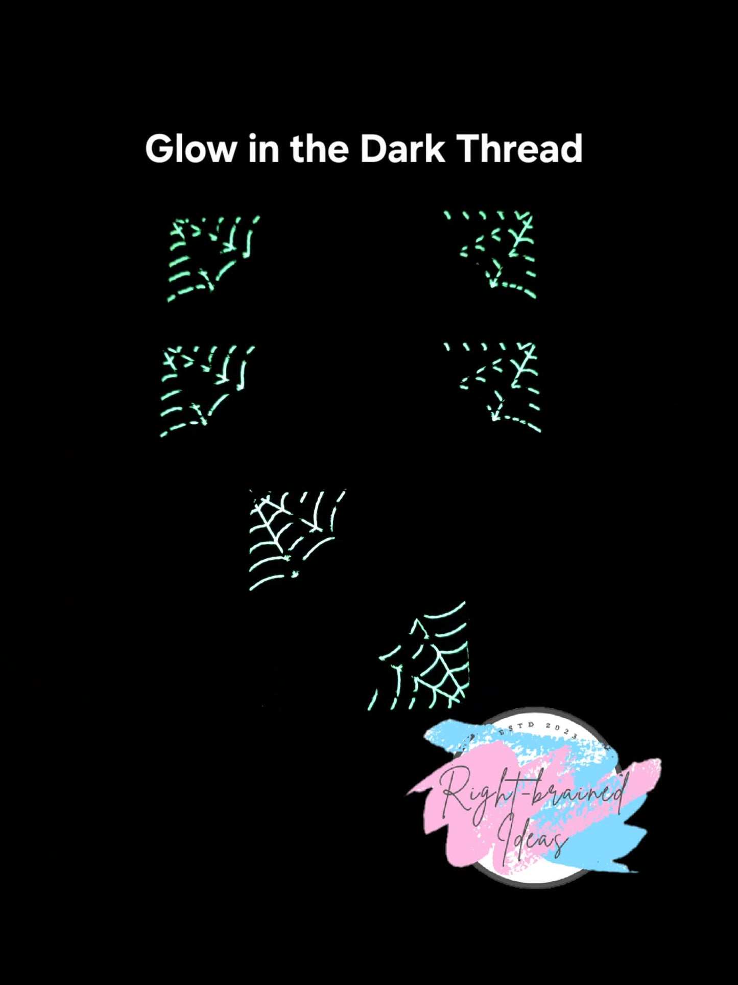 Spooky Season Inspired Working Dog Black And Glow-In-The-Dark White On Sparkle Purple Holographic Vinyl Three-piece Patch Set