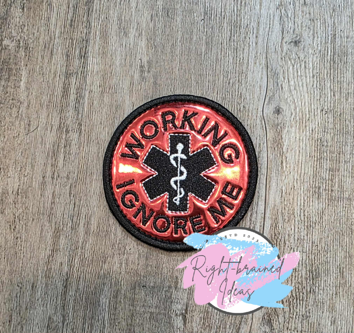 Service Dog Medical Alert Black And White on Metallic Red Vinyl Three-piece Patch Set