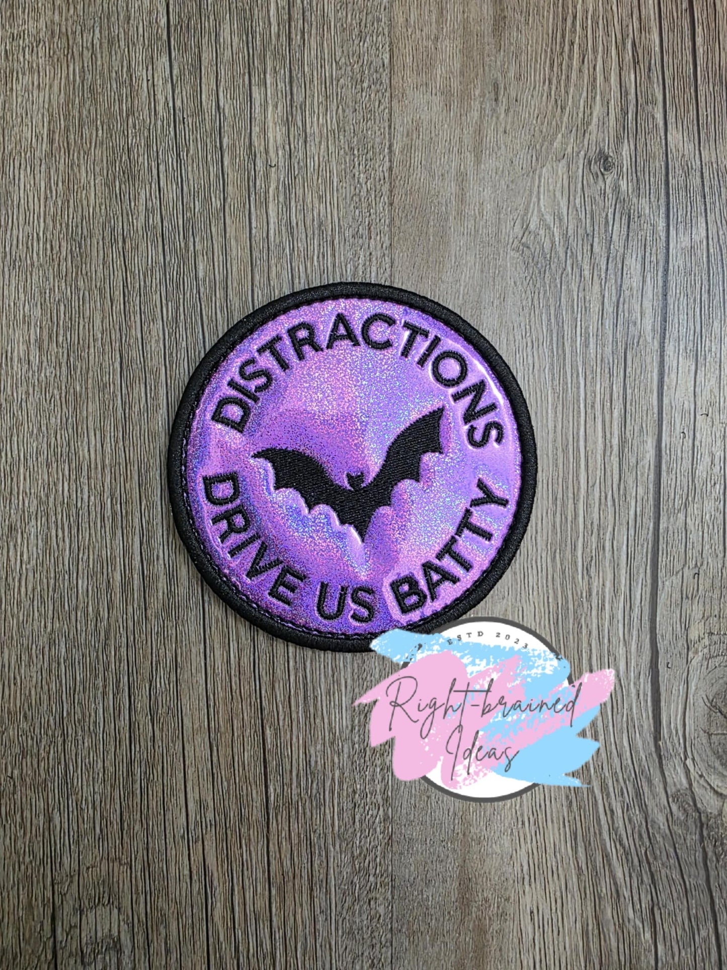 Do Not Pet Creepy Crawley Inspired Black and Glow-in-the-Dark White on Sparkle Purple Holographic Vinyl Four-piece Patch Set