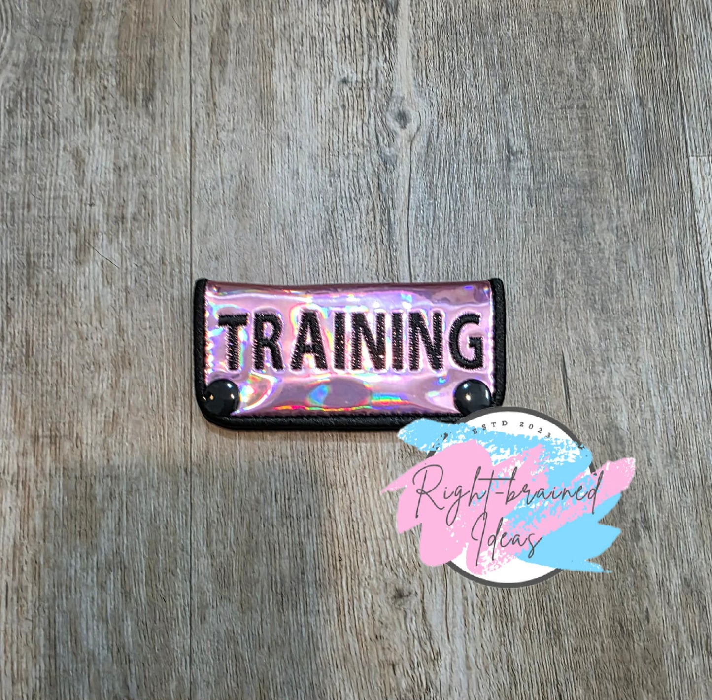 Training Black On Light Pink Holographic Vinyl Mini Leash Wrap