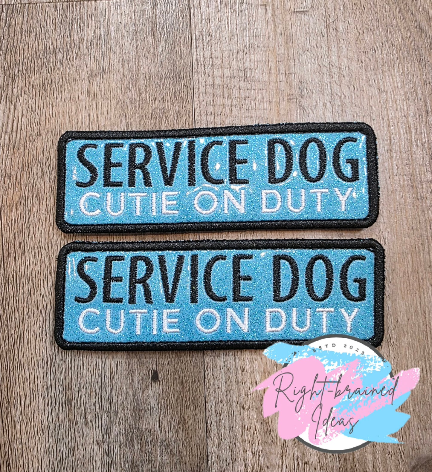 Cutie On Duty Service Duty White And Black On Sparkle Light Blue Vinyl Three-piece Patch Set