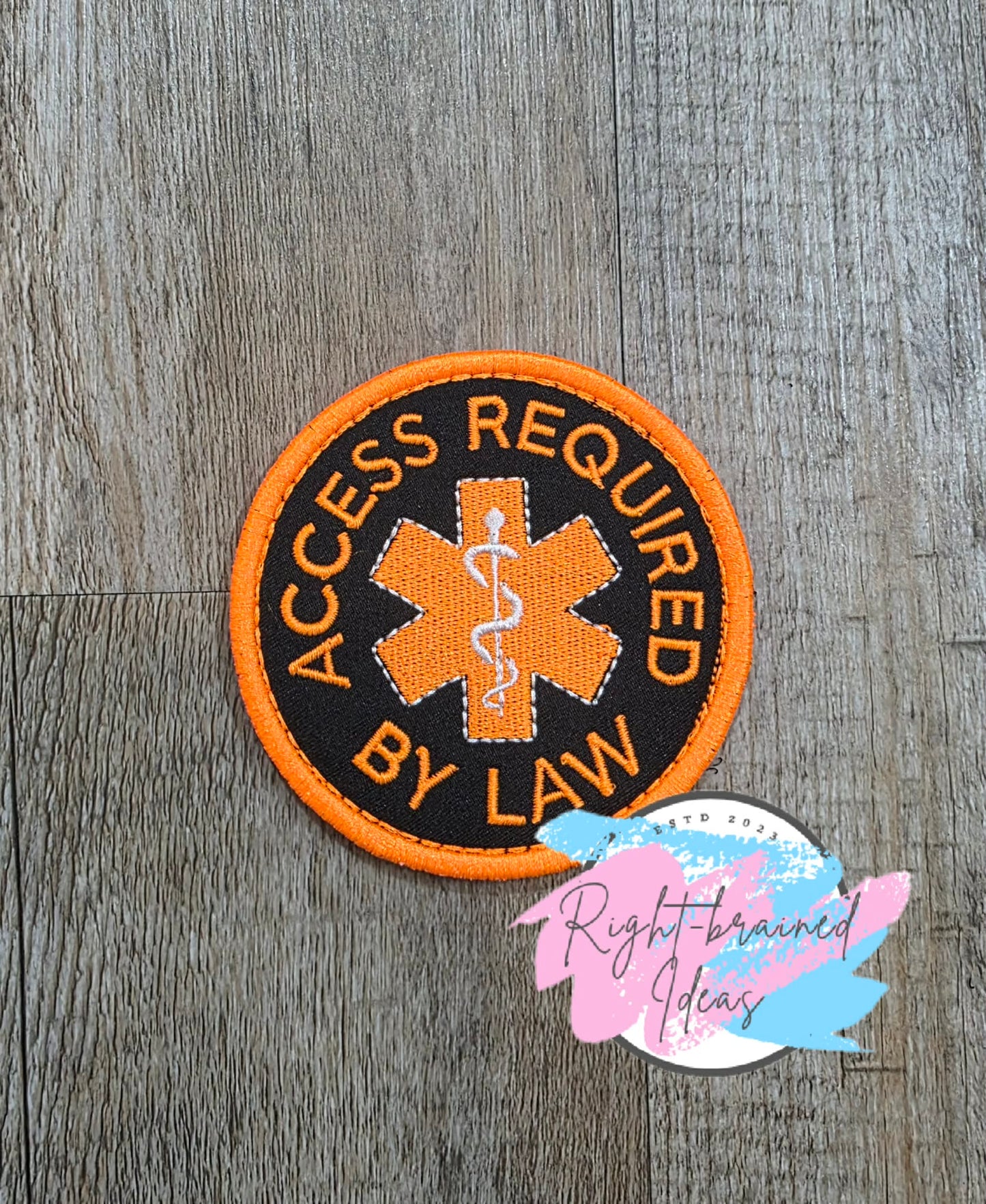 Service Dog Ignore Me Neon Orange And White On Lightweight High Performance Black Twill Five-piece Patch And Leash Wrap Set