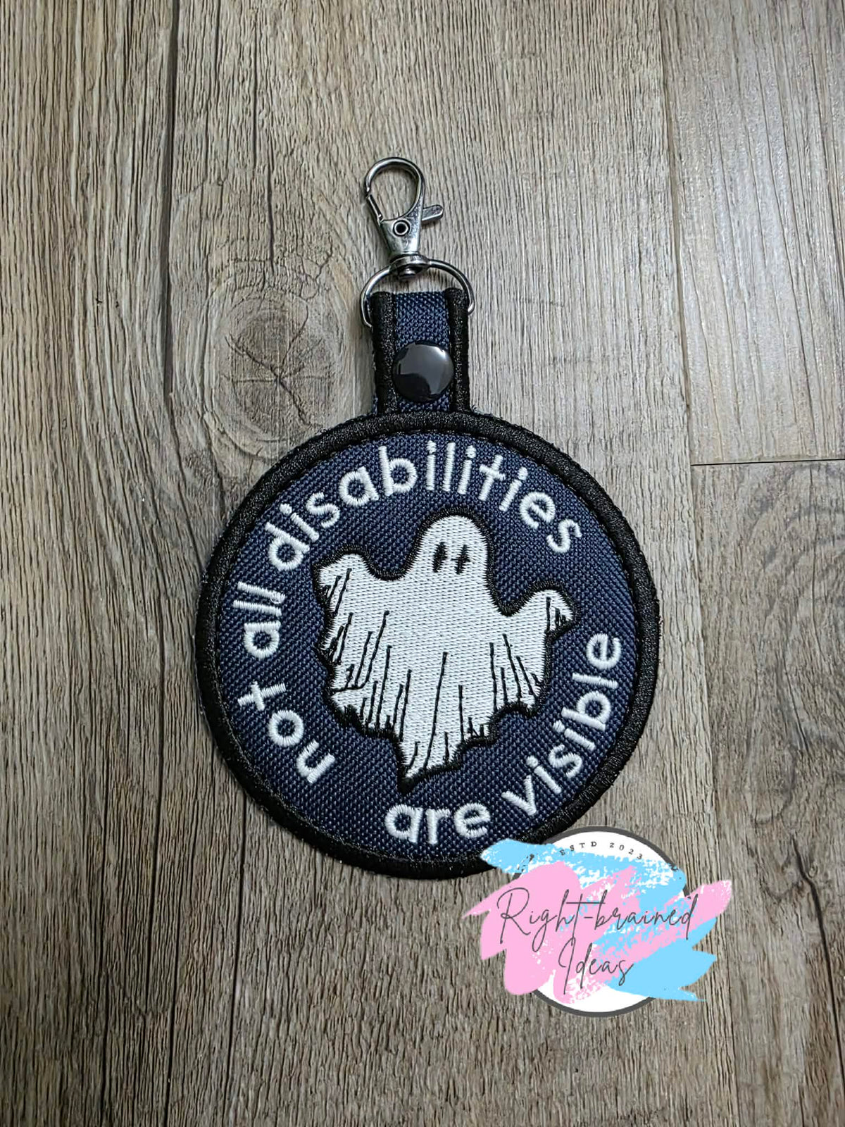 Not All Disabilities Are Visible Glow-in-The-Dark White And Black On Navy Ottertex Canvas Patch Tab