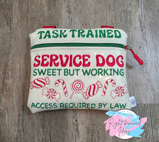 Peppermint Inspired Task Trained Red And Green On Sparkle White Vinyl XL Med Bag