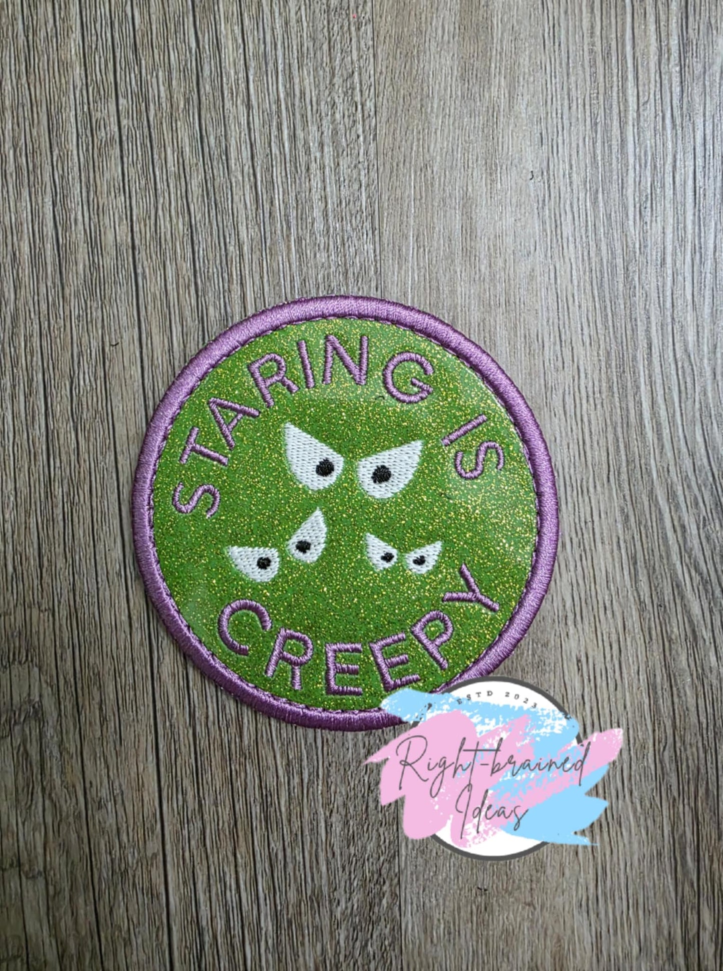 In Training Creepy Crawley Inspired Purple and Glow-in-the-Dark White on Sparkle Lime Green Vinyl Five-piece Patch Set