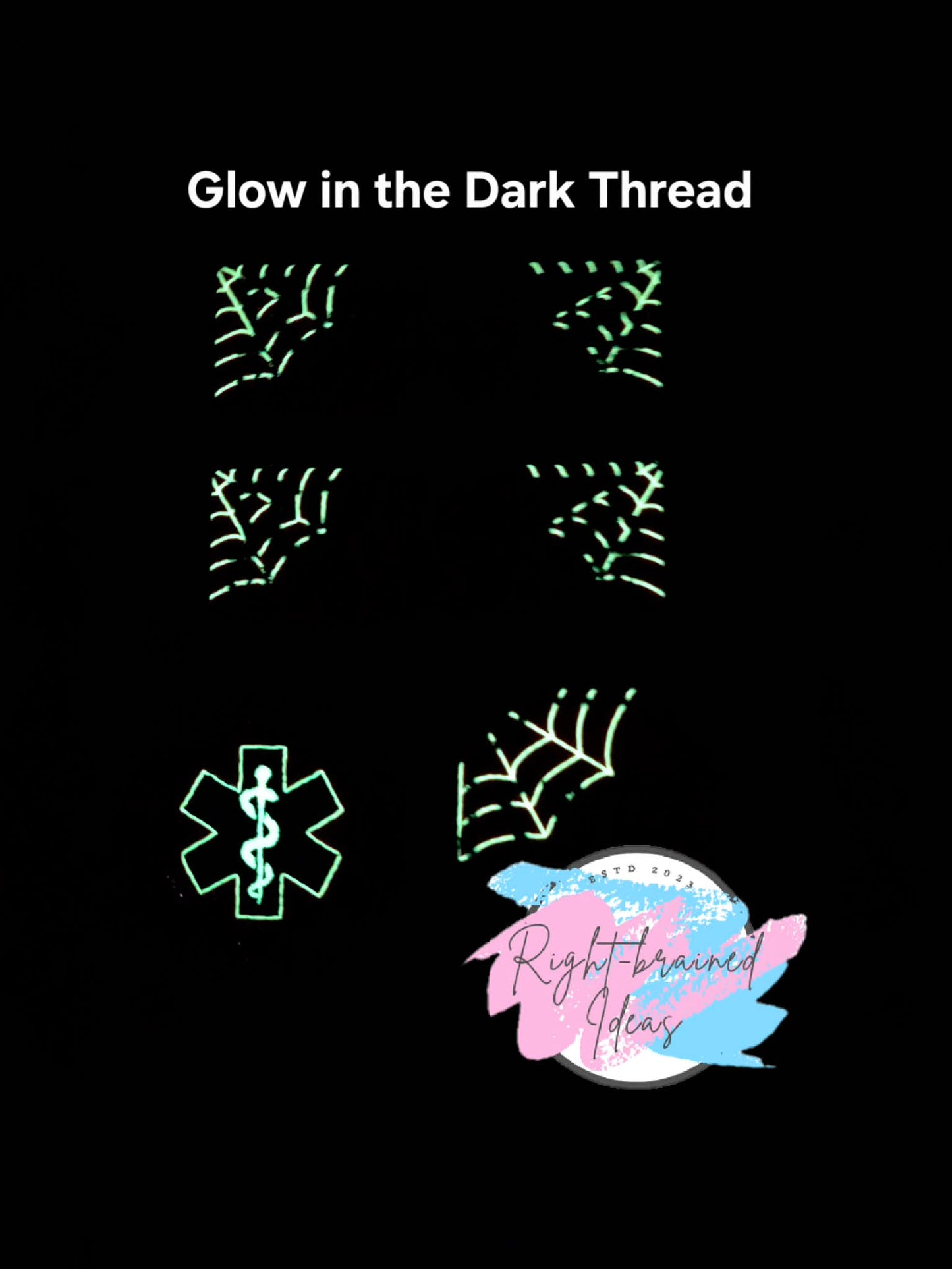 Fun Size Creepy Crawley Inspired Service Dog Glow-In-The-Dark White And Black On Sparkle Purple Holographic Vinyl Four-piece Patch Set