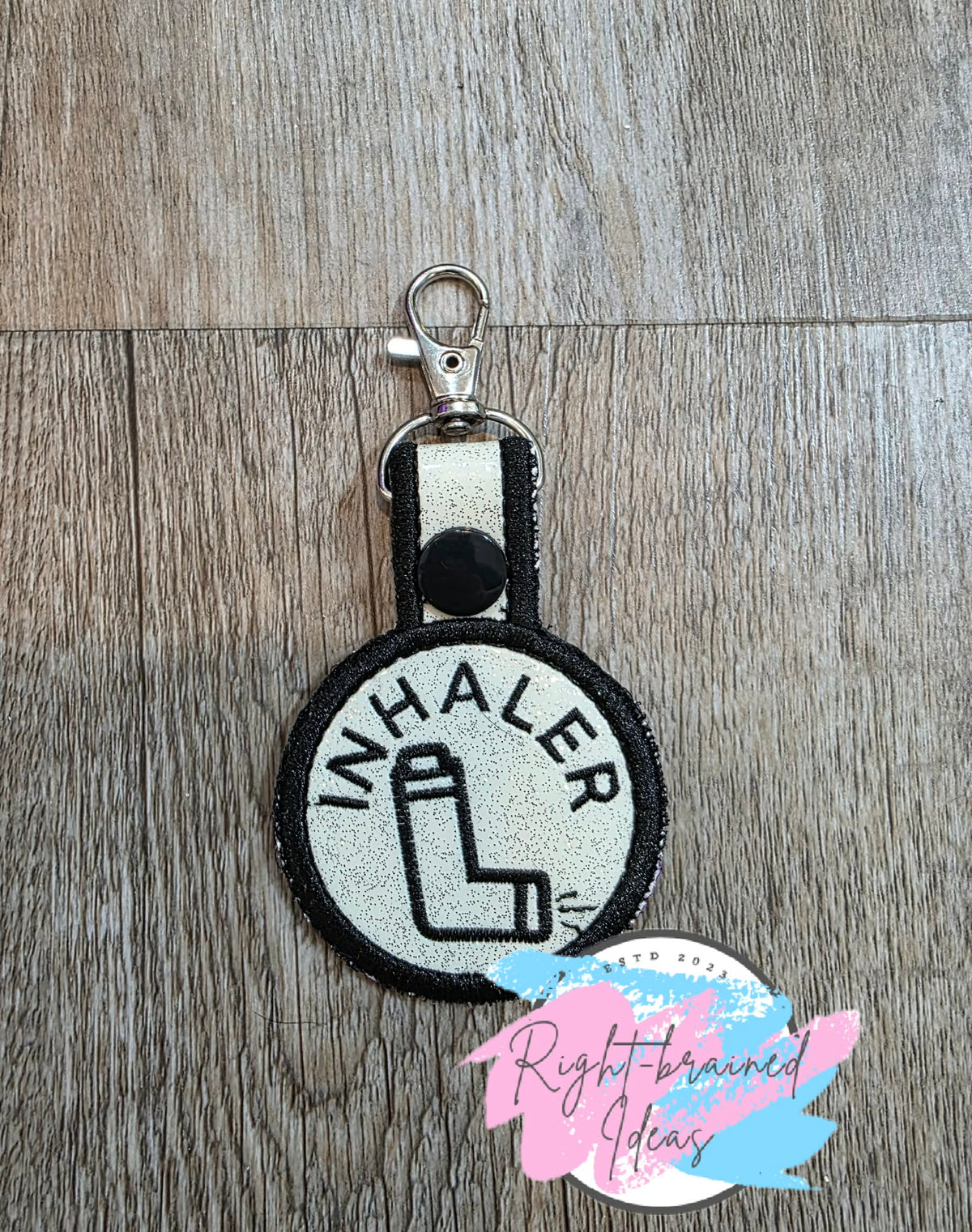 Inhaler Black On Sparkle White Vinyl Mini Patch Tab