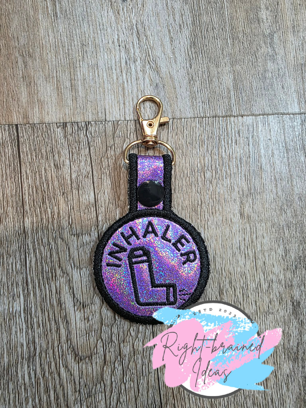 Inhaler Black On Sparkle Purple Holographic Vinyl Mini Patch Tab