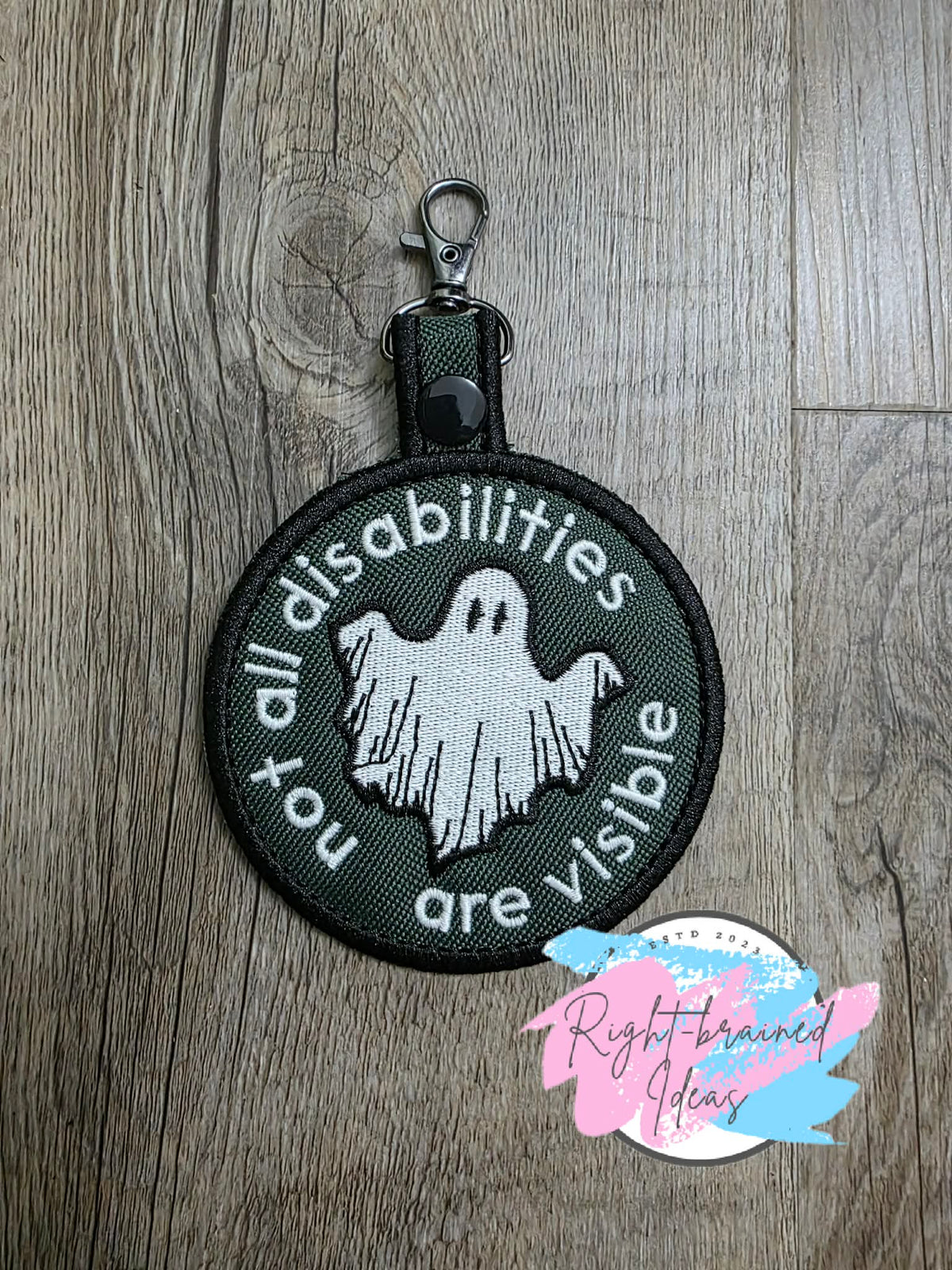 Not All Disabilities Are Visible Glow-in-The-Dark White And Black On Forest Green Ottertex Canvas Patch Tab