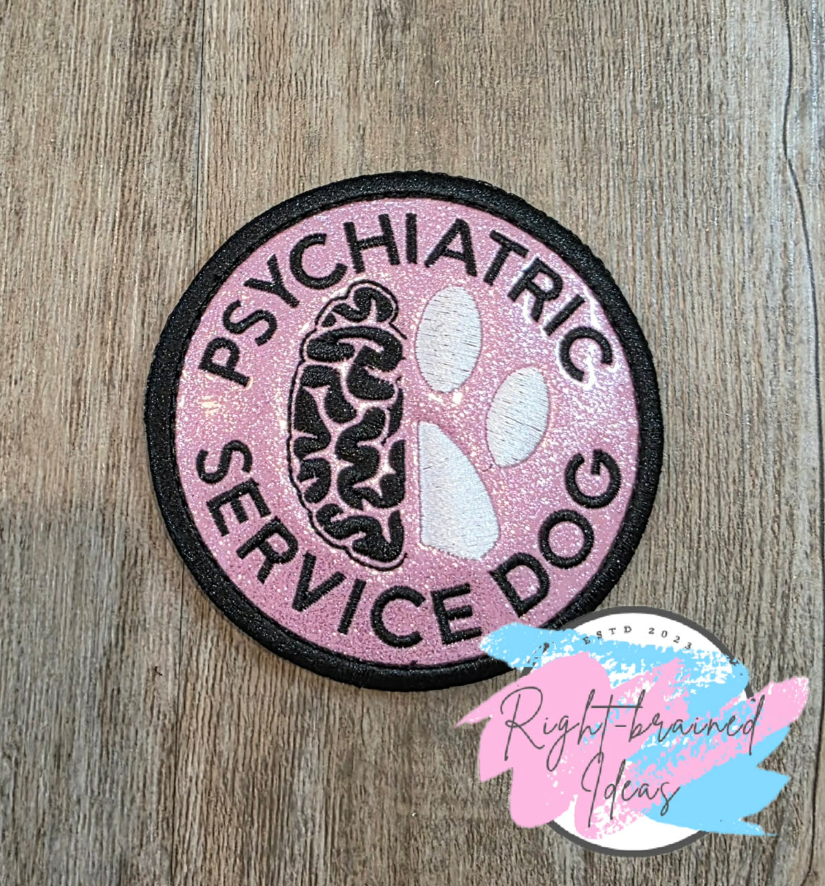 Service Dog Cutie On Duty White And Black On Sparkle Light Pink Vinyl Four-piece Patch Set