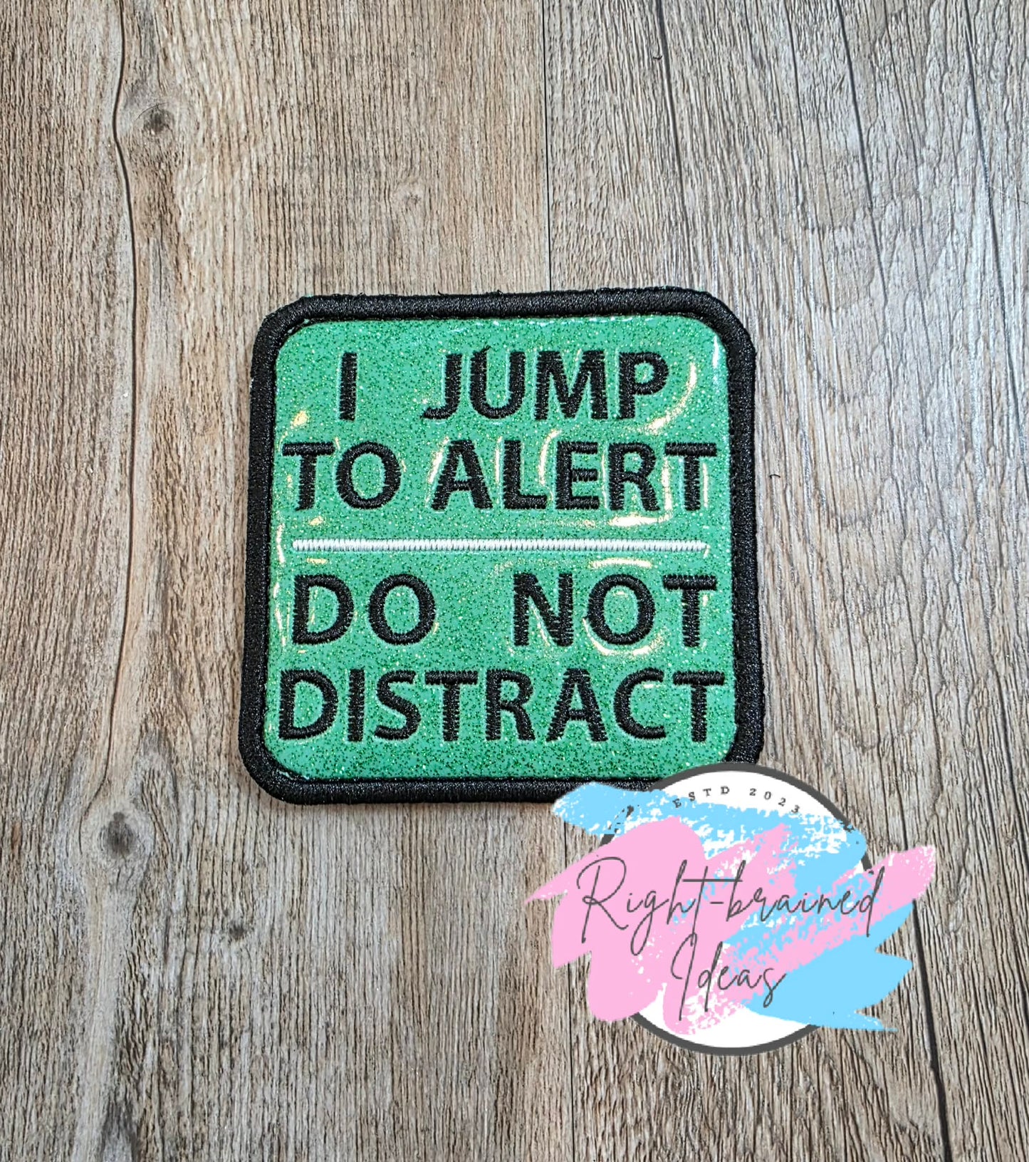 Service Dog Ignore Me White And Black On Sparkle Moss Green Vinyl Four-piece Patch Set