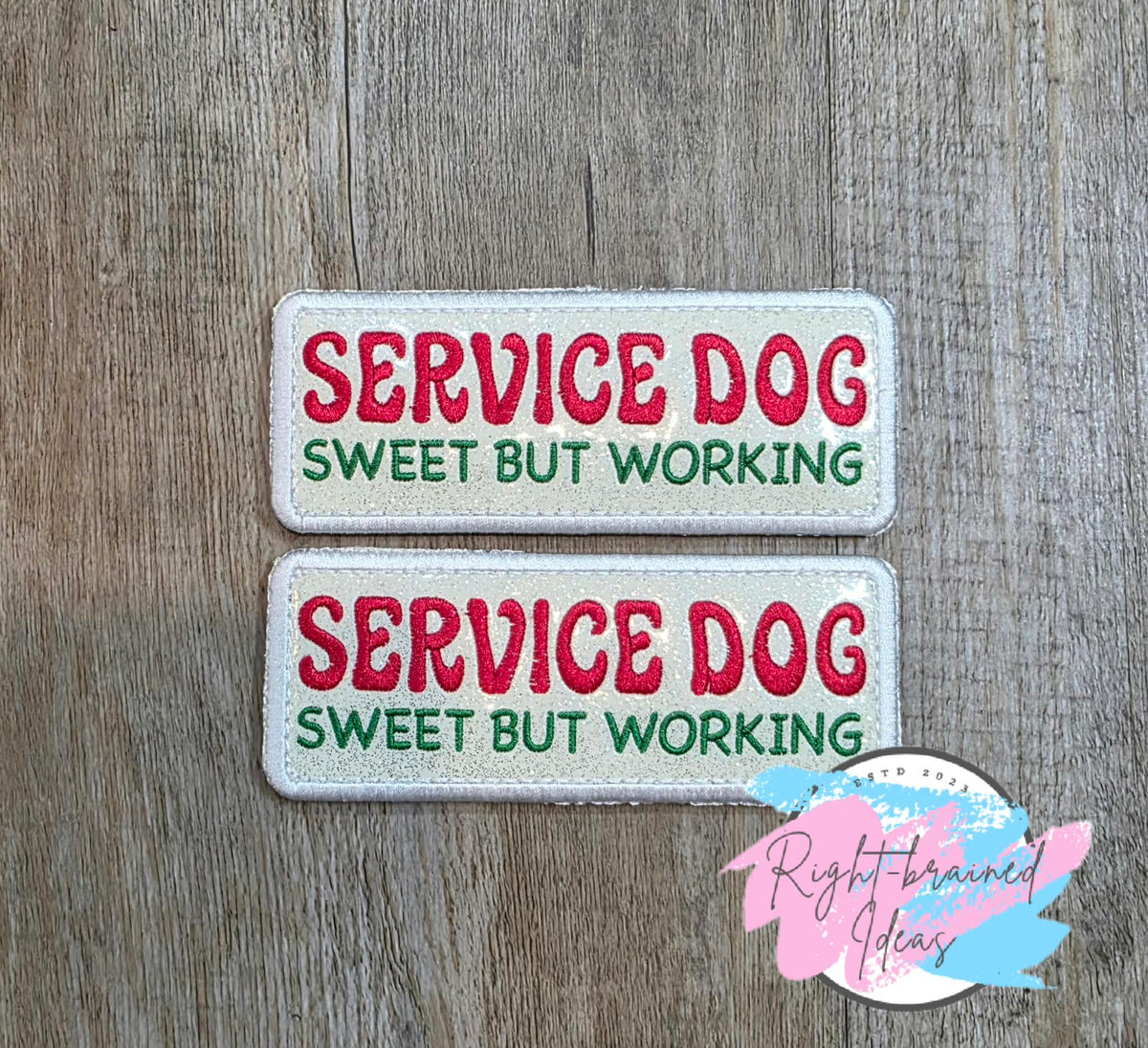 Peppermint Inspired Fun Size Sweet But Working Red And Green On Sparkle White Vinyl Four-piece Patch Set