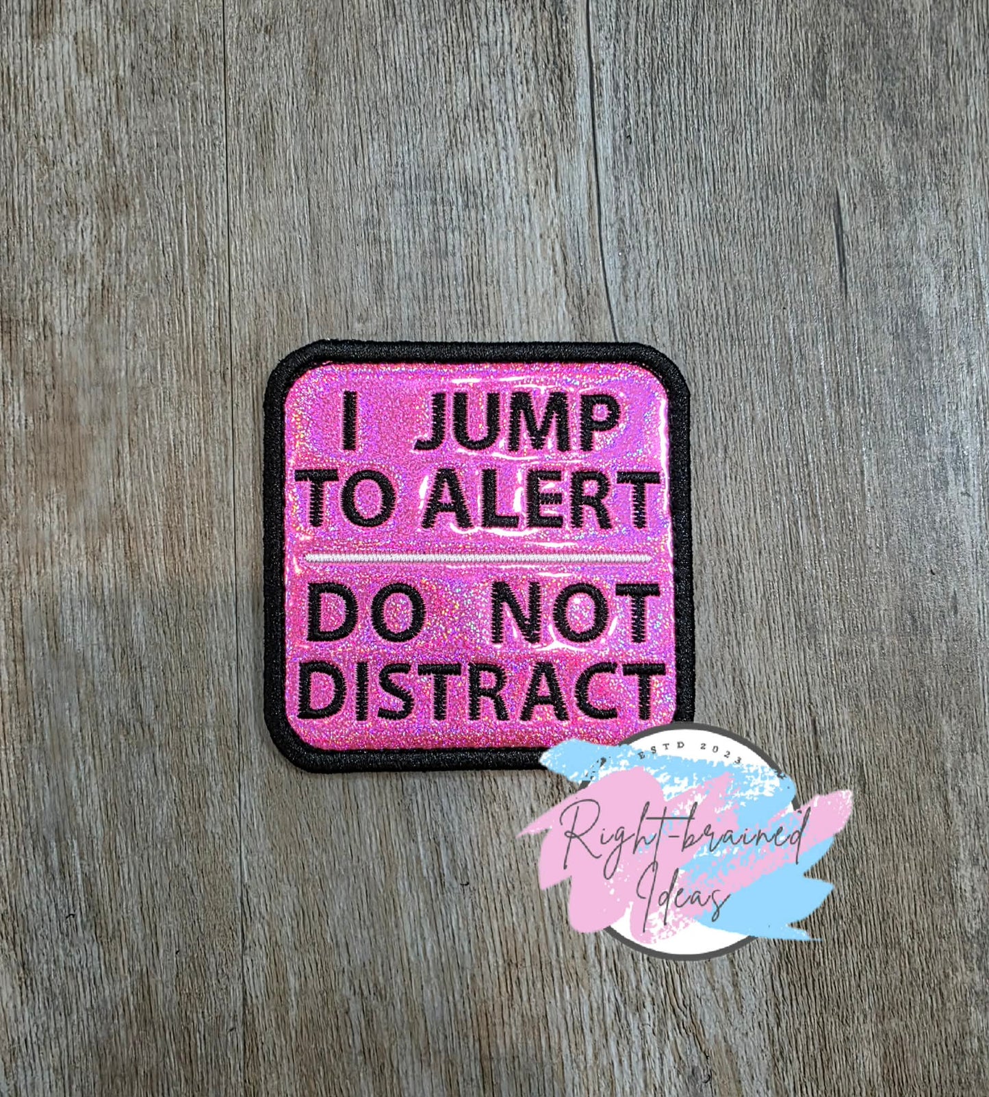 Service Dog Cardiac Alert Black And White On Sparkle Pink Holographic Vinyl Four-piece Patch Set