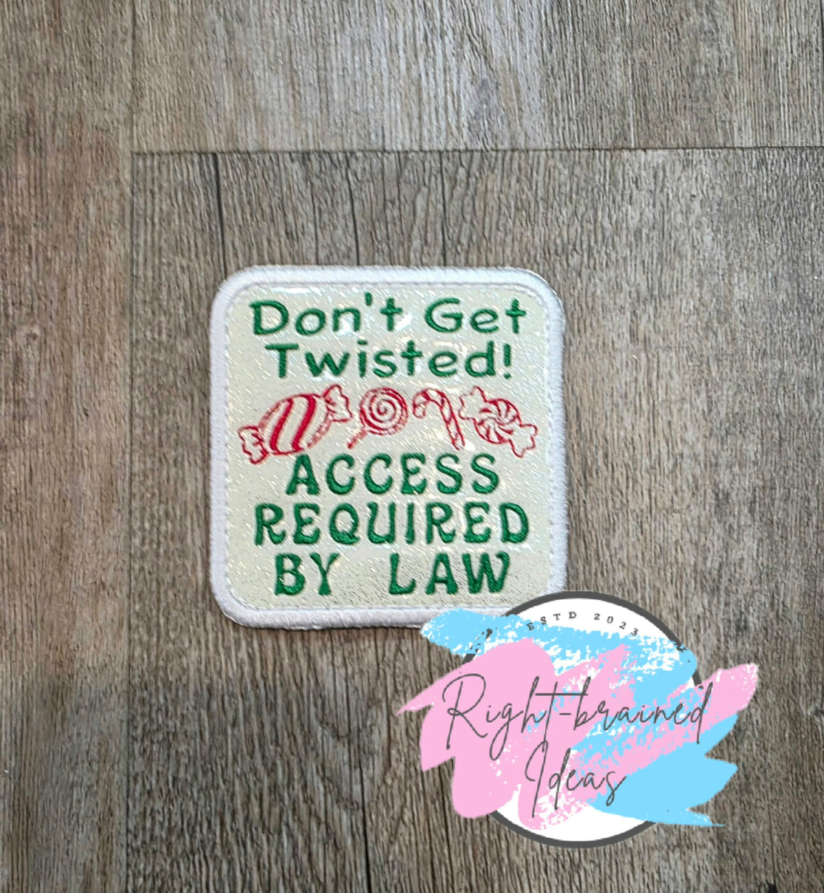 Peppermint Inspired Service Dog Sweet But Working Red And Green On Sparkle White Vinyl Four-piece Patch And Patch Tab Set
