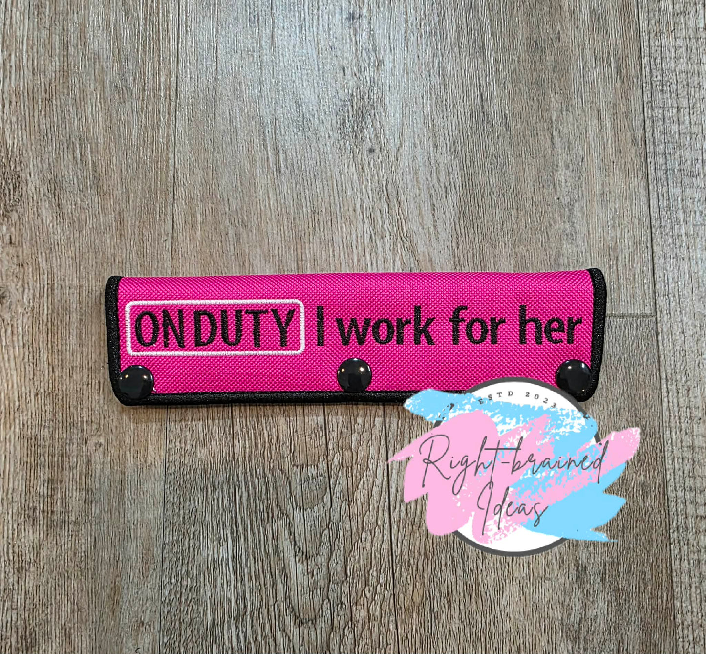 Service Dog On Duty Black And White On Fuchsia Ottertex Canvas Five-piece Patch And Leash Wrap Set