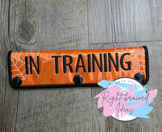 Creepy Crawly Inspired Glow-In-The-Dark White And Black On Sparkle Neon Orange Holographic Vinyl Leash Wrap