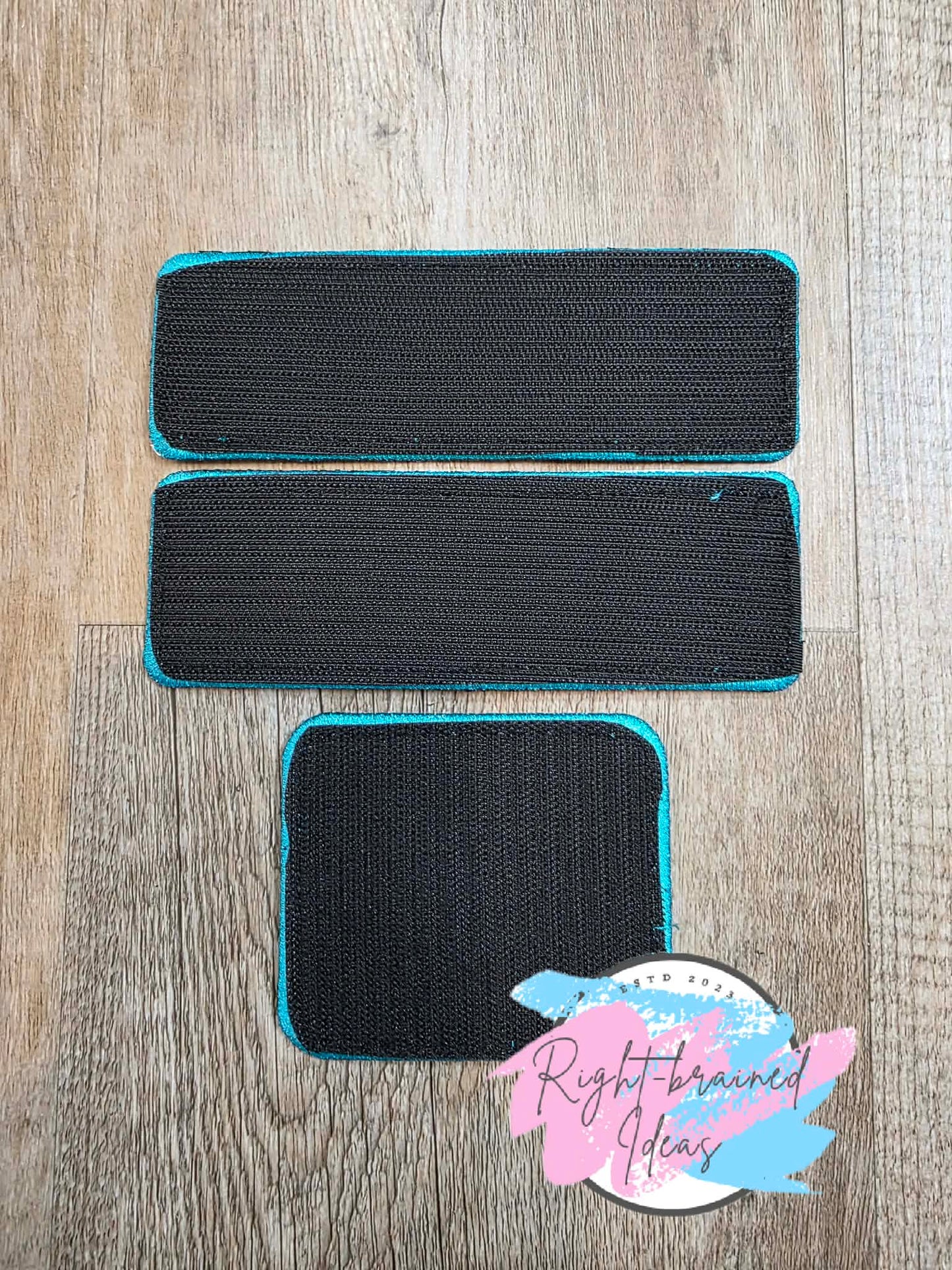 Service Dog In Training Teal And White On Lightweight High Performance Black Twill Three-piece Patch Set
