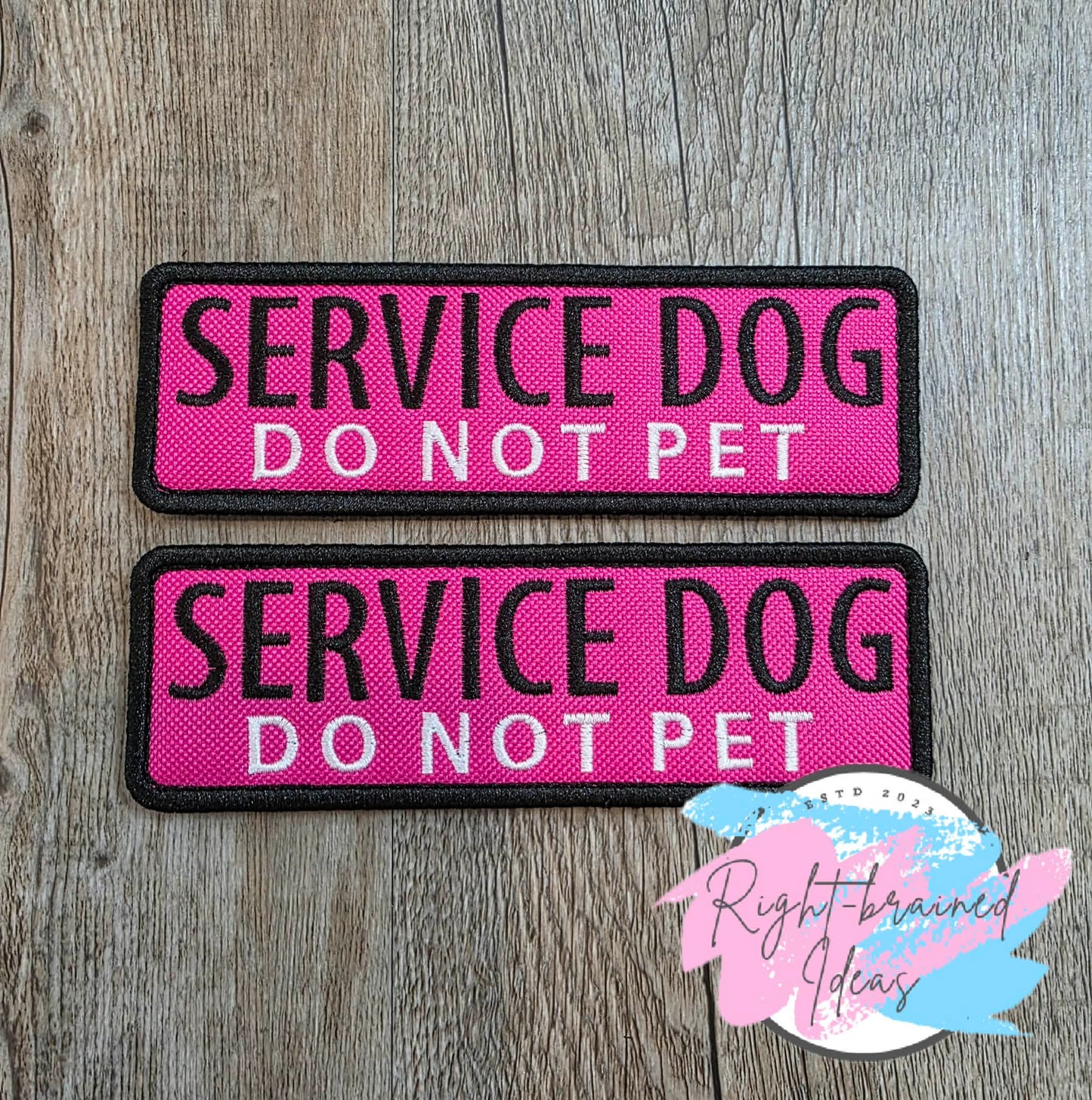 Service Dog Do Not Distract White And Black On Fuchsia Ottertex Canvas Five-piece Patch And Leash Wrap Set