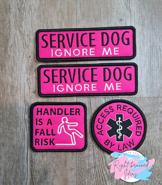 Service Dog Ignore Me Black And White On Fuchsia Ottertex Canvas Four-piece Patch Set
