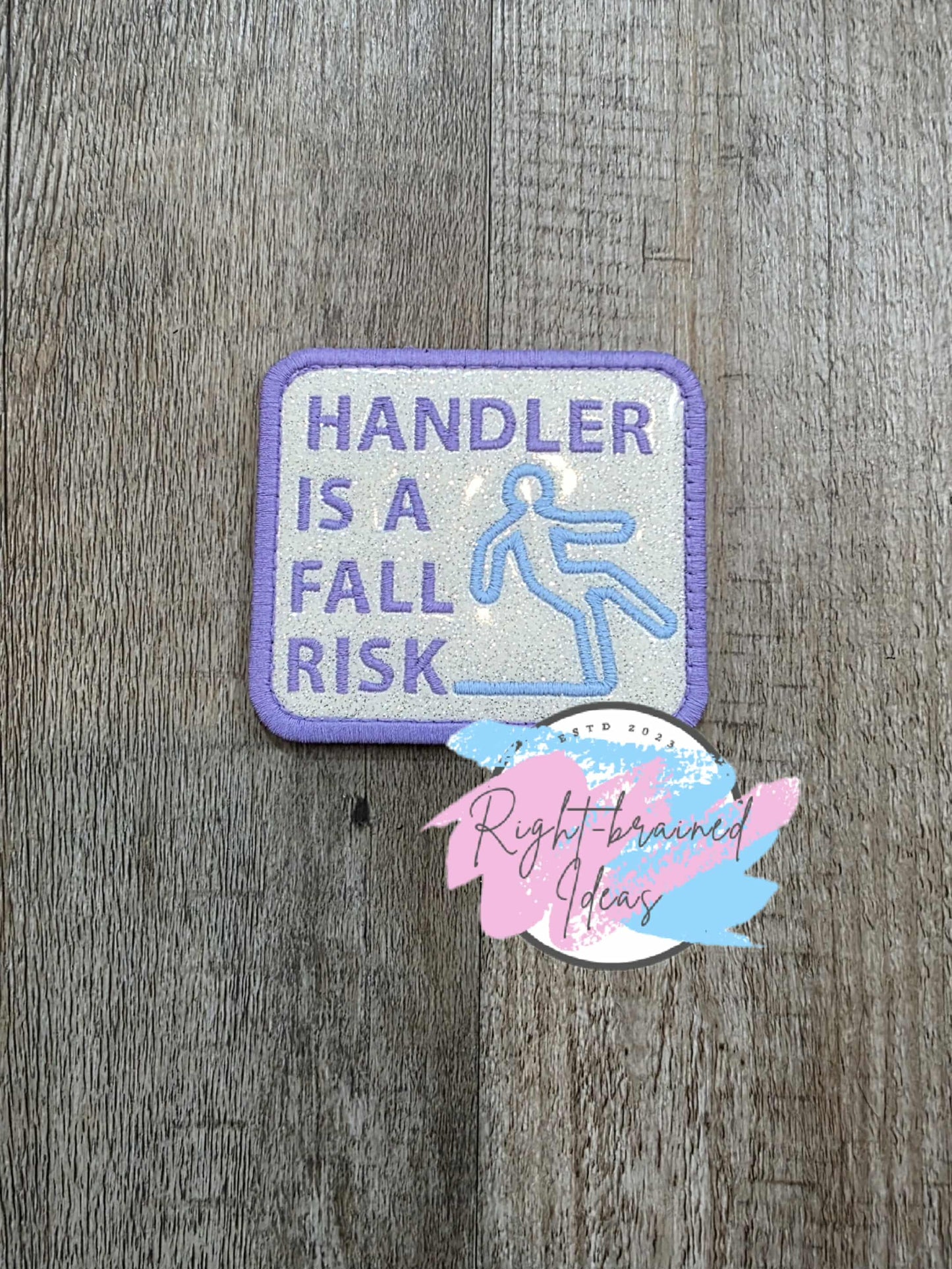 Frosted Service Dog In Training Flat Matt Lavender/Baby Blue On Sparkle White Vinyl Five-piece Patch and Leash Wrap Set