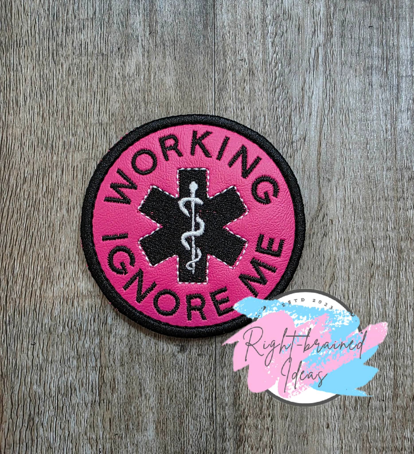 Fun Size Service Dog Medical Alert/Mobility Black And White On Hot Pink Denali Vinyl Three-piece Patch Set