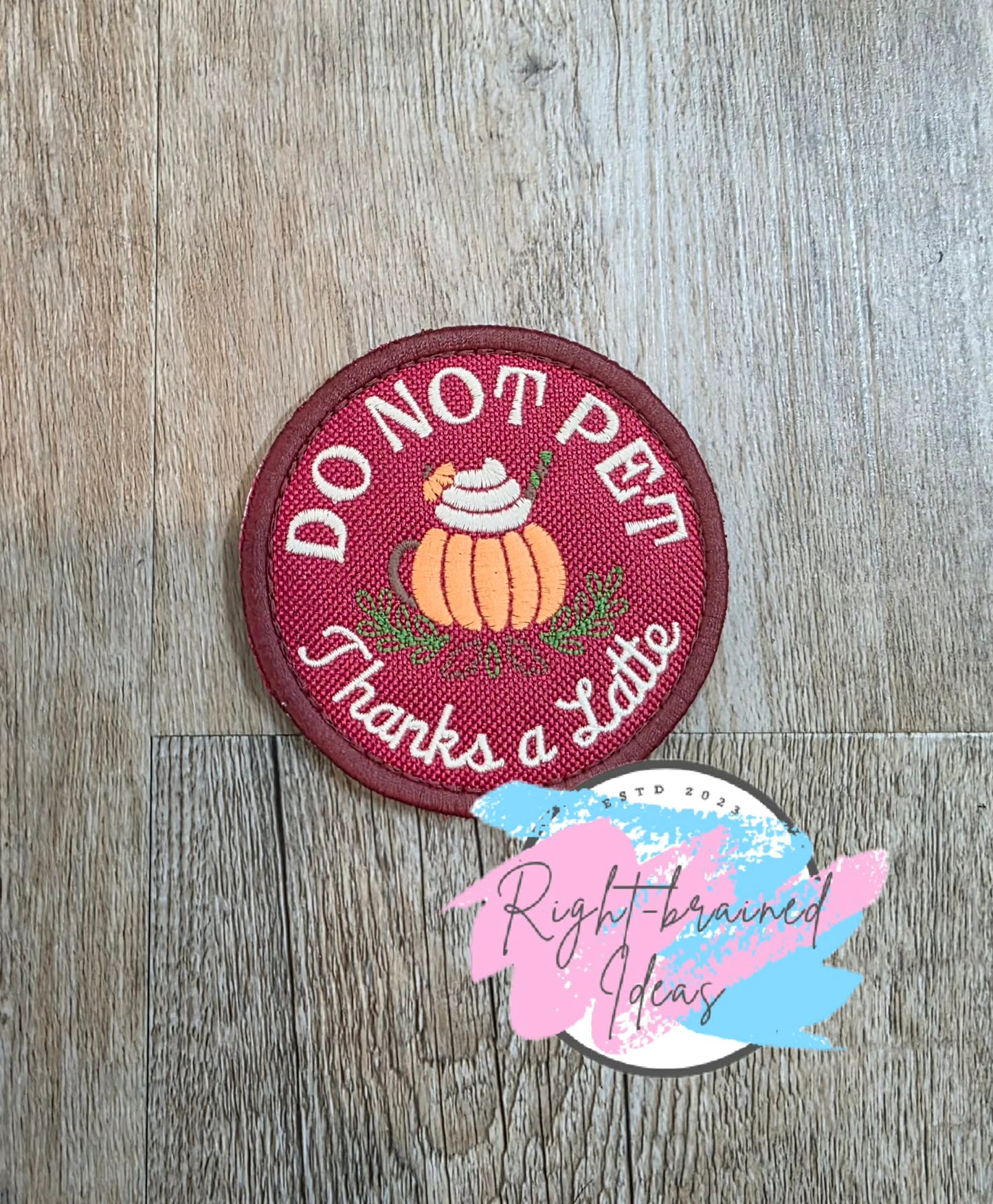 Autumn Inspired Fun Size Service Dog We Go Gourd Together Fall Matt Palette Of Colors On Maroon Ottertex Canvas