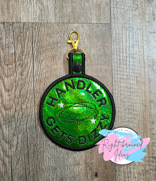 Handler Gets Dizzy Black And White On Sparkle Green Holographic Vinyl Patch Tab