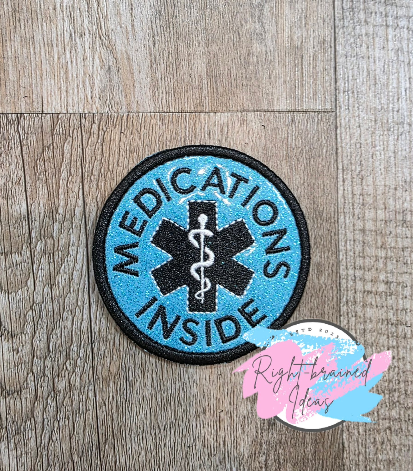 In Training Do Not Pet Black And White On Sparkle Light Blue Vinyl Five-piece Patch And Leash Wrap