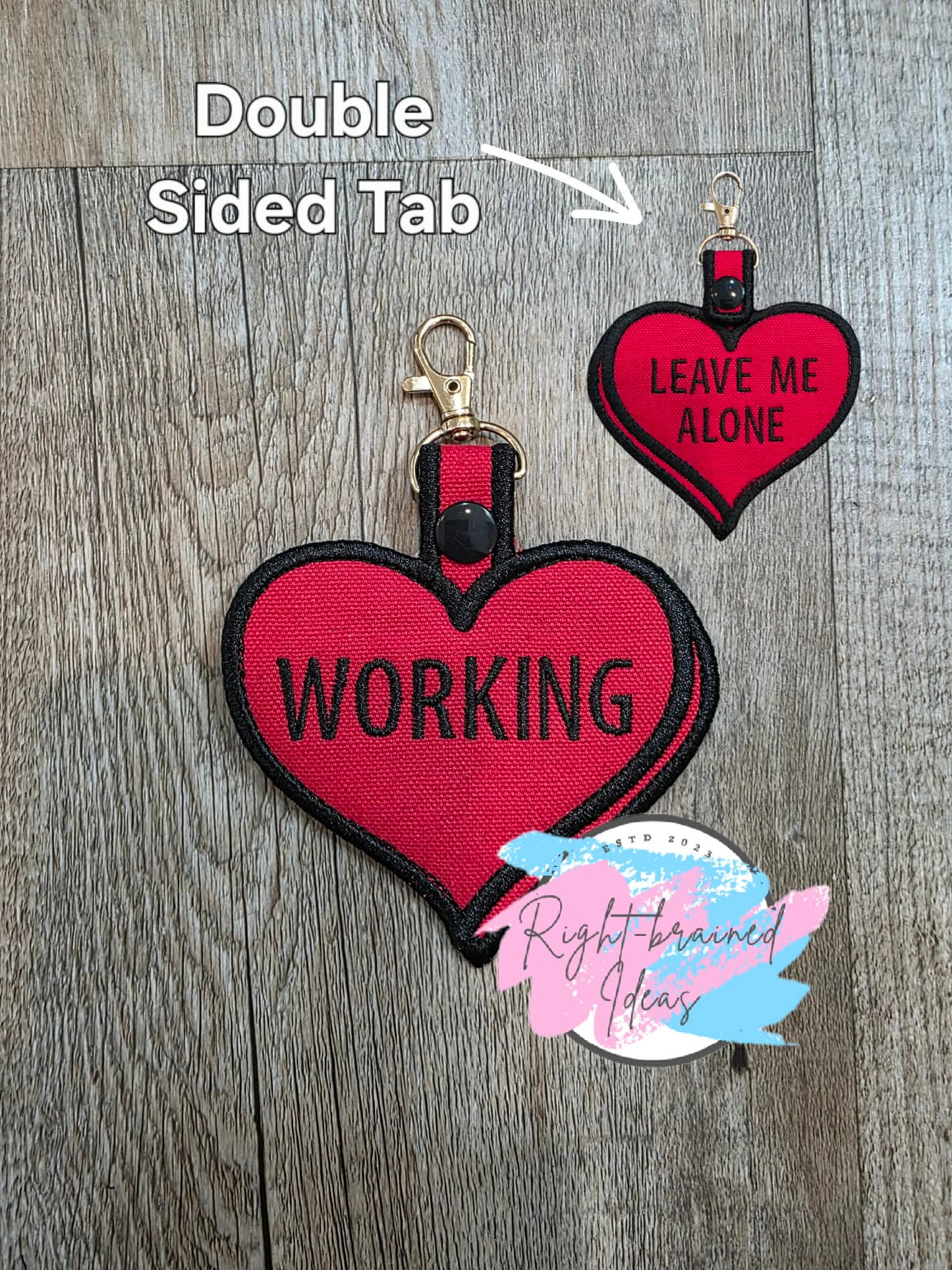 Conversation Heart Inspired Black And White On Red Canvas Four-piece Patch And Double-sided Patch Tab Set