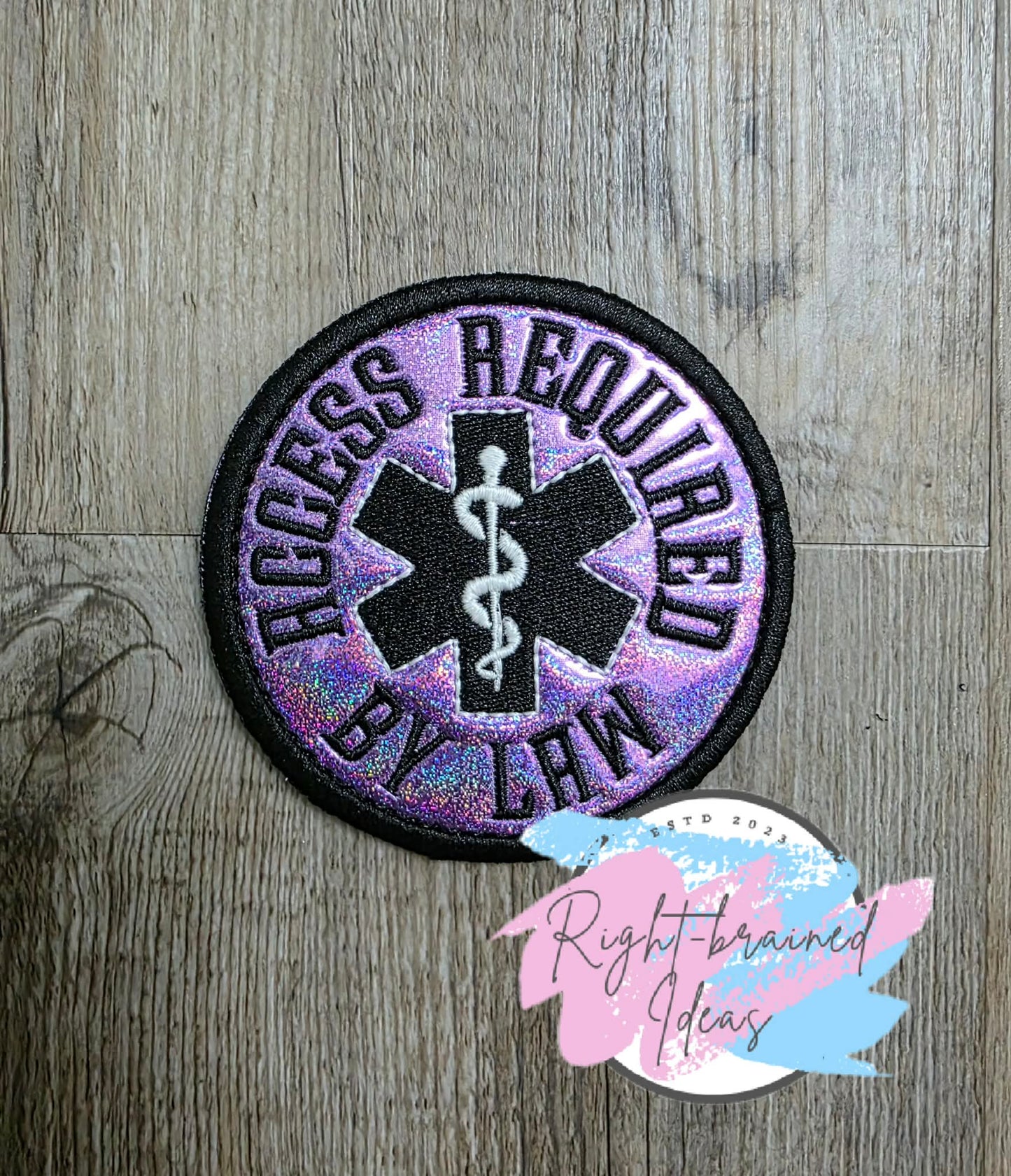 Fun Size Creepy Crawley Inspired Service Dog Glow-In-The-Dark White And Black On Sparkle Purple Holographic Vinyl Four-piece Patch Set