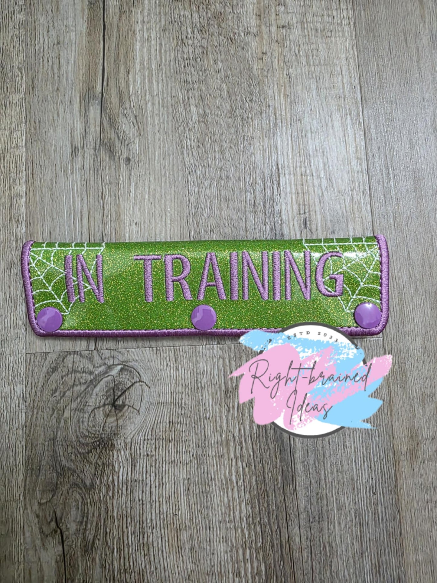 In Training Creepy Crawley Inspired Purple and Glow-in-the-Dark White on Sparkle Lime Green Vinyl Five-piece Patch Set