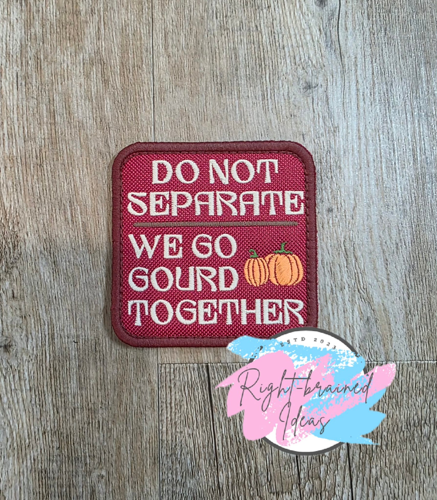 Autumn Inspired Fun Size Service Dog We Go Gourd Together Fall Matt Palette Of Colors On Maroon Ottertex Canvas
