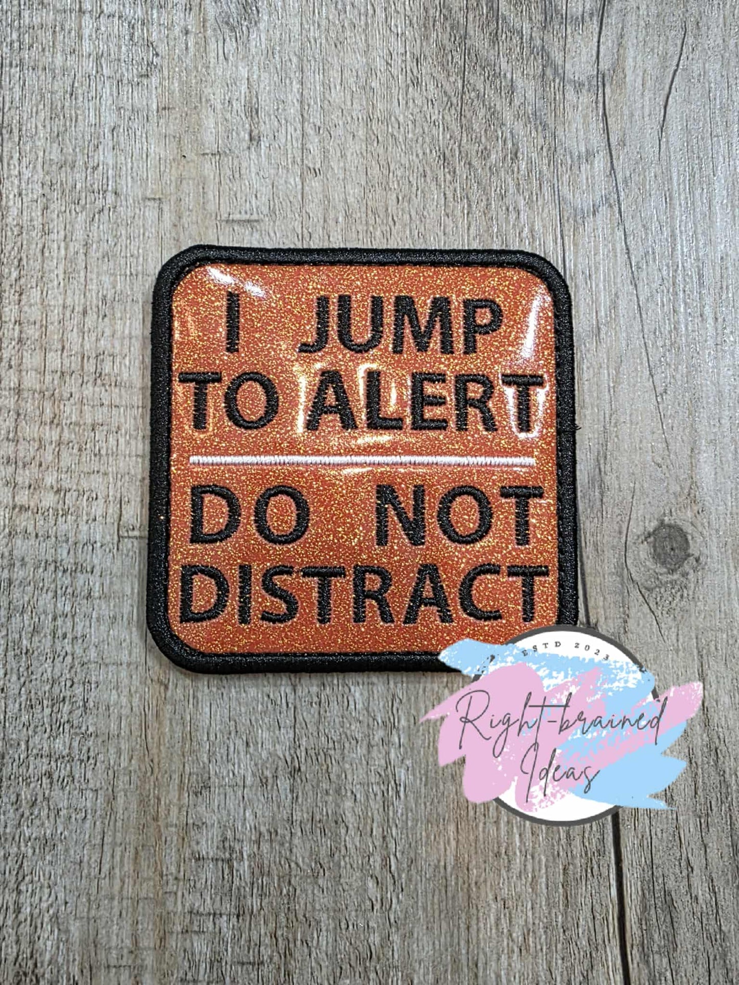 In Training Do Not Pet Black And White On Sparkle Burnt Orange Vinyl Five-piece Patch And Leash Wrap