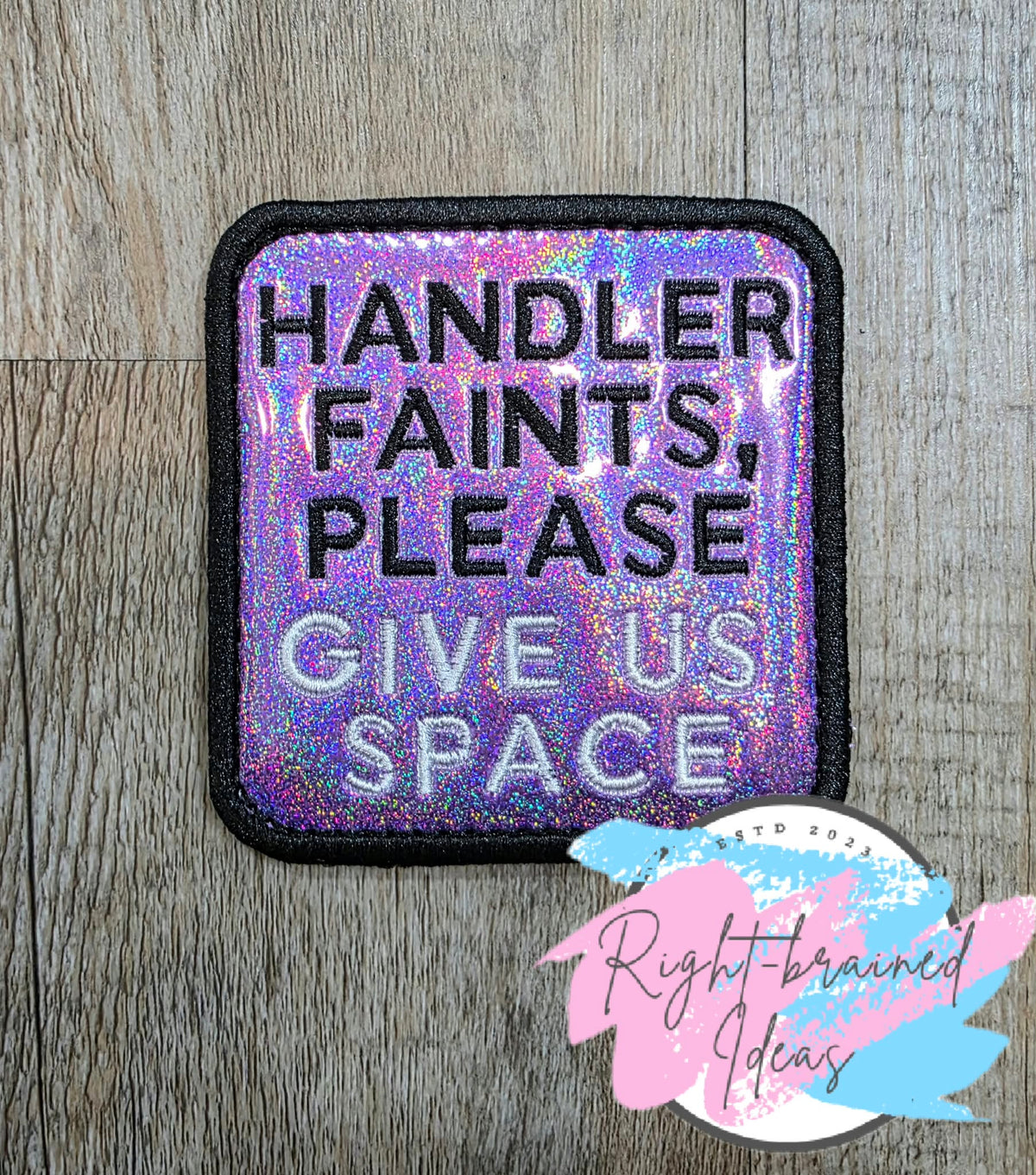 Service Dog Cardiac Alert White And Black On Sparkle Purple Holographic Vinyl Three-piece Patch Set