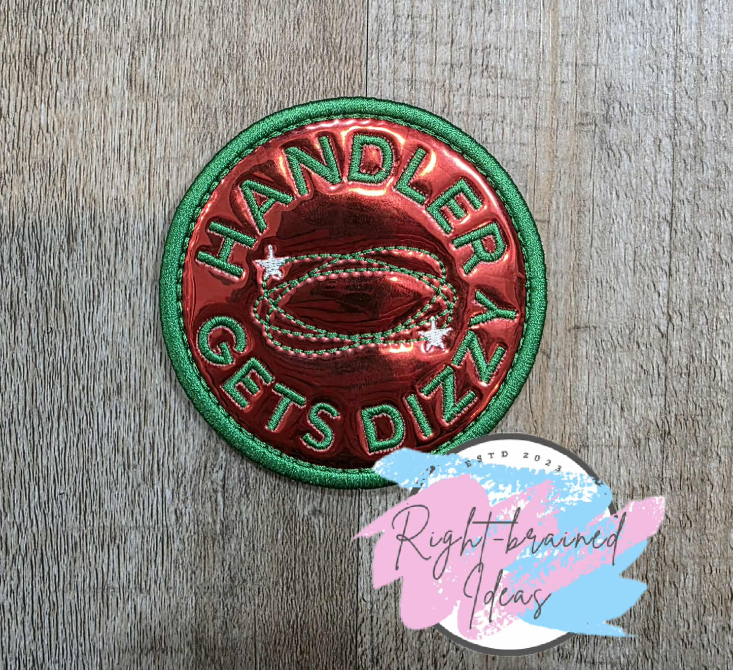 Service Dog Cardiac Alert Satin Green And White On Red Metallic Vinyl Four-piece Patch Set