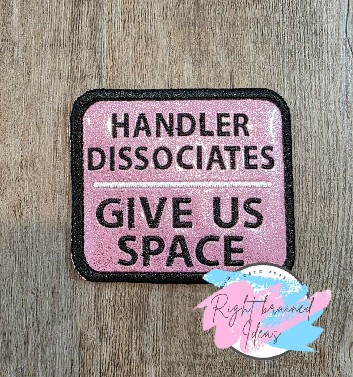 Service Dog Cutie On Duty White And Black On Sparkle Light Pink Vinyl Four-piece Patch Set