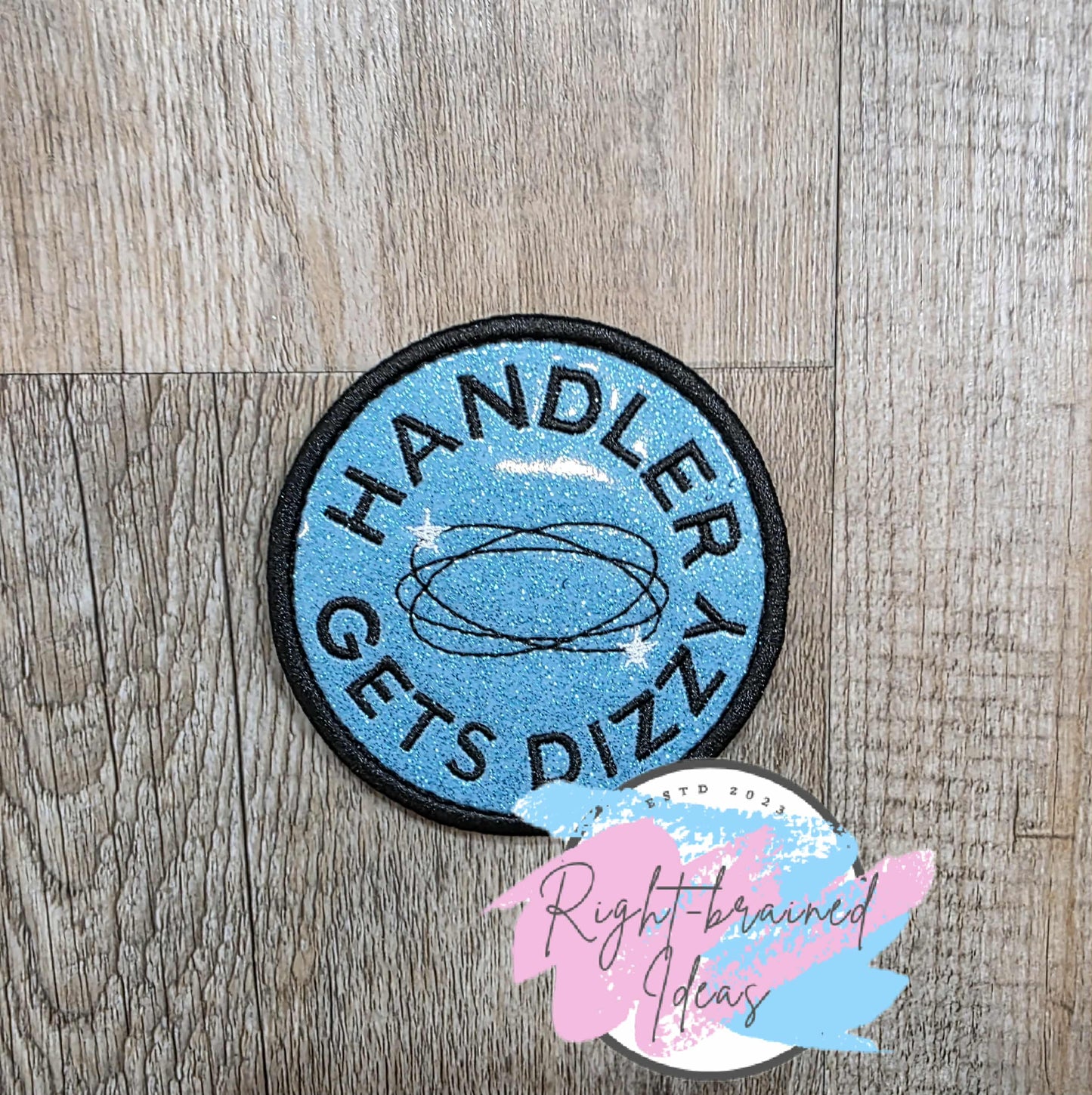 Service Dog, Cardiac Alert Black And White On Sparkle Sky Blue Vinyl Four-piece Patch Set