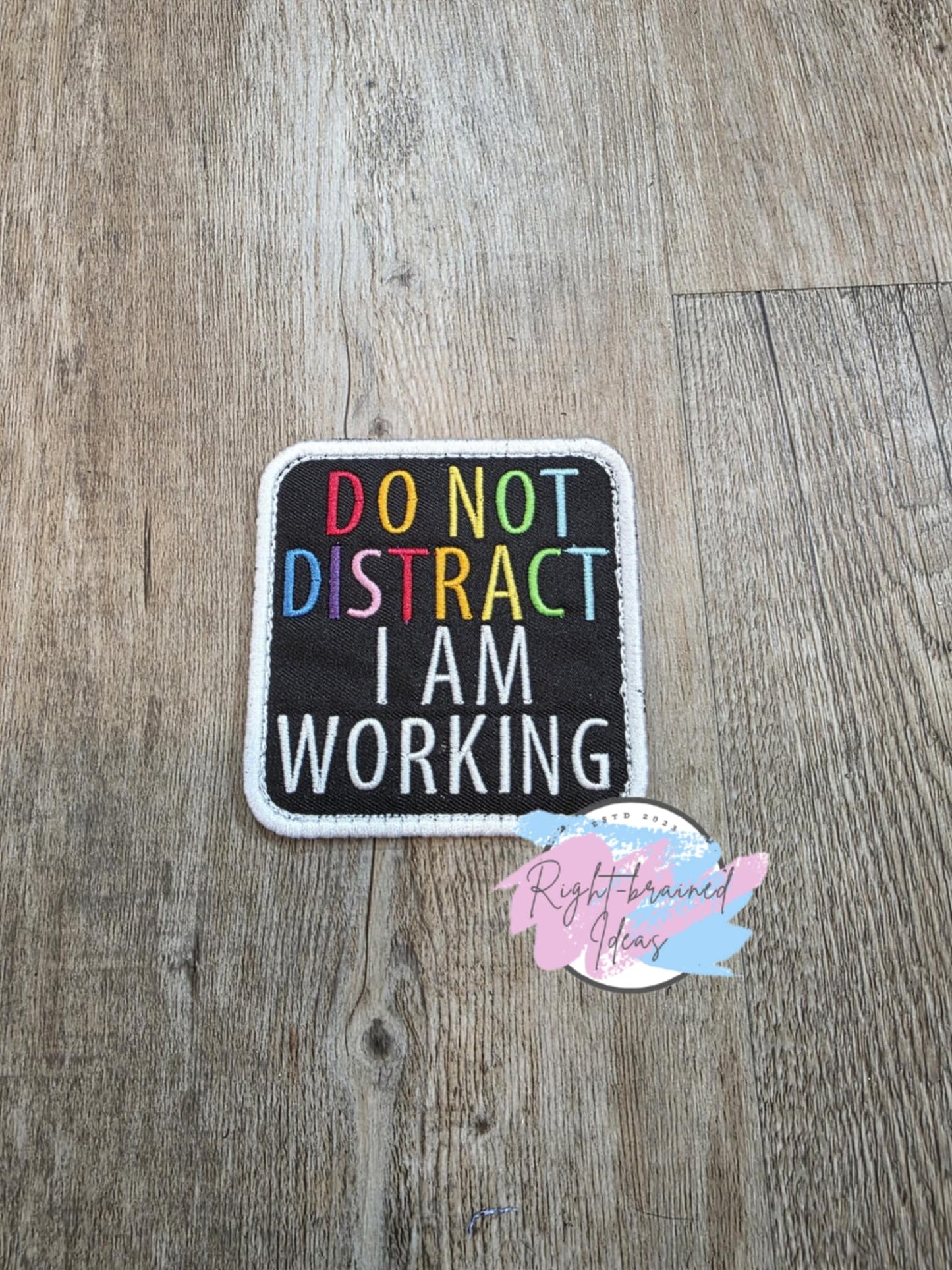 Grow-with-Them Service Dog, Autism Assistance Rainbow and White on Black Twill Neurodivergent Inspired Six-piece Patch Set