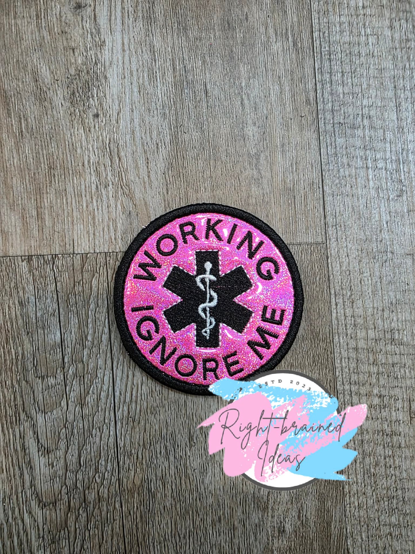 Service Dog In Training Black And White On Sparkle Pink Holographic Vinyl Four-piece Patch Set