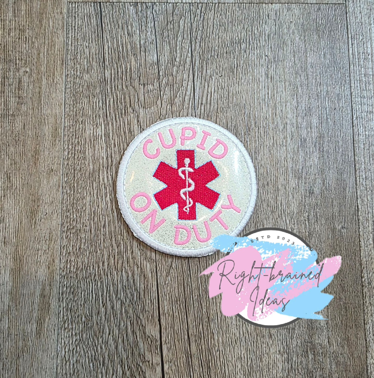 Frosted And Sweet Conversation Heart Inspired In Training Multi-colored On Sparkle White Vinyl Five-piece Patch and Leash Wrap Set