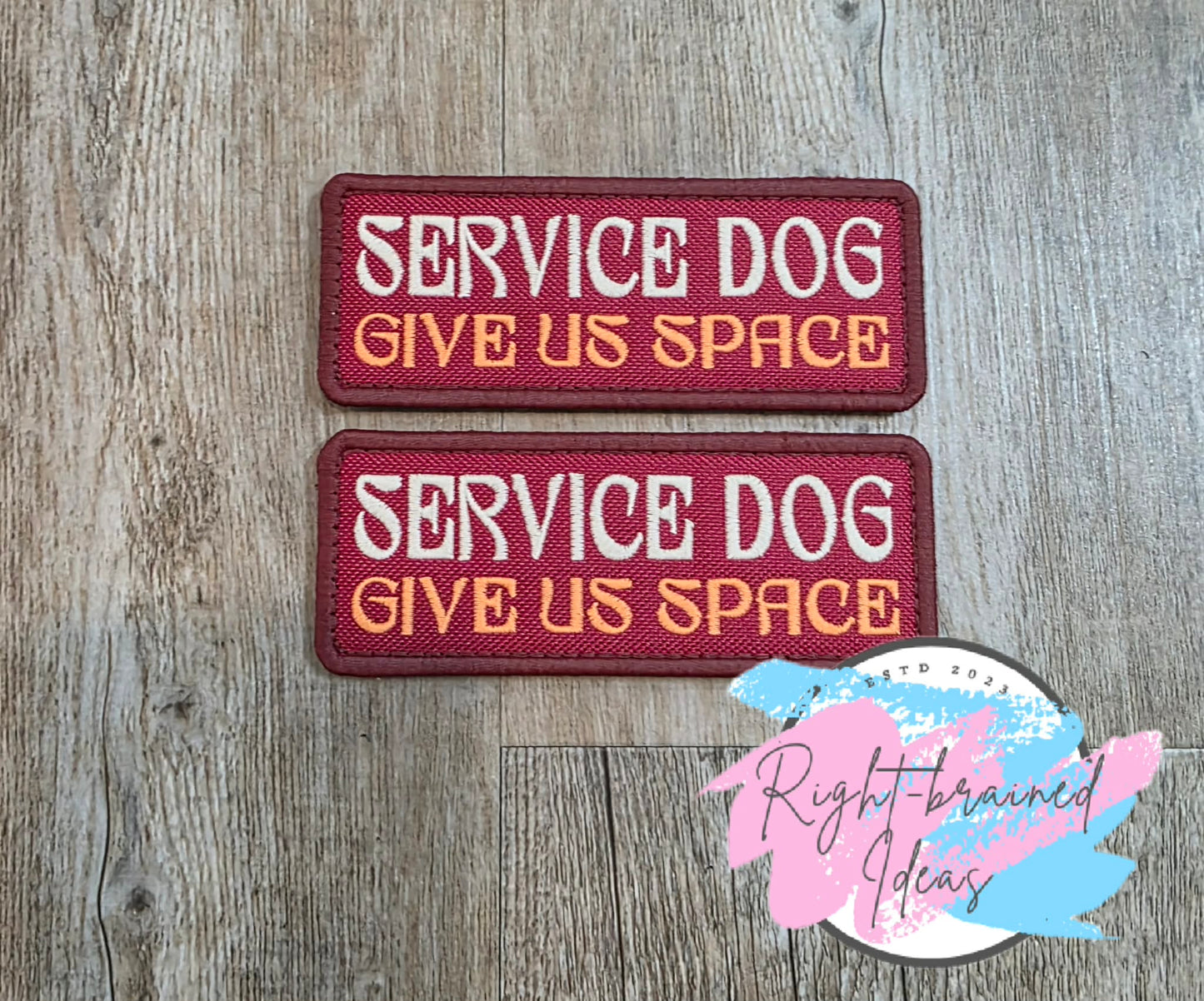 Autumn Inspired Fun Size Service Dog We Go Gourd Together Fall Matt Palette Of Colors On Maroon Ottertex Canvas