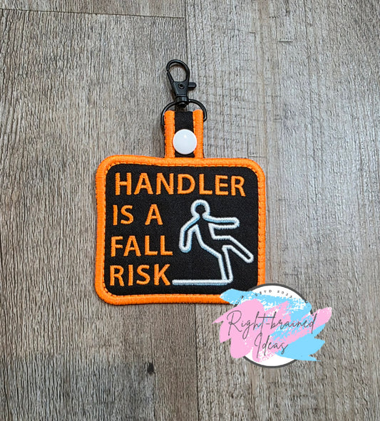 *Minor Cosmetic Flaw* Handler Is A Fall Risk Neon Orange, White And Light Blue On Lightweight High Performance Black Twill Patch Tab