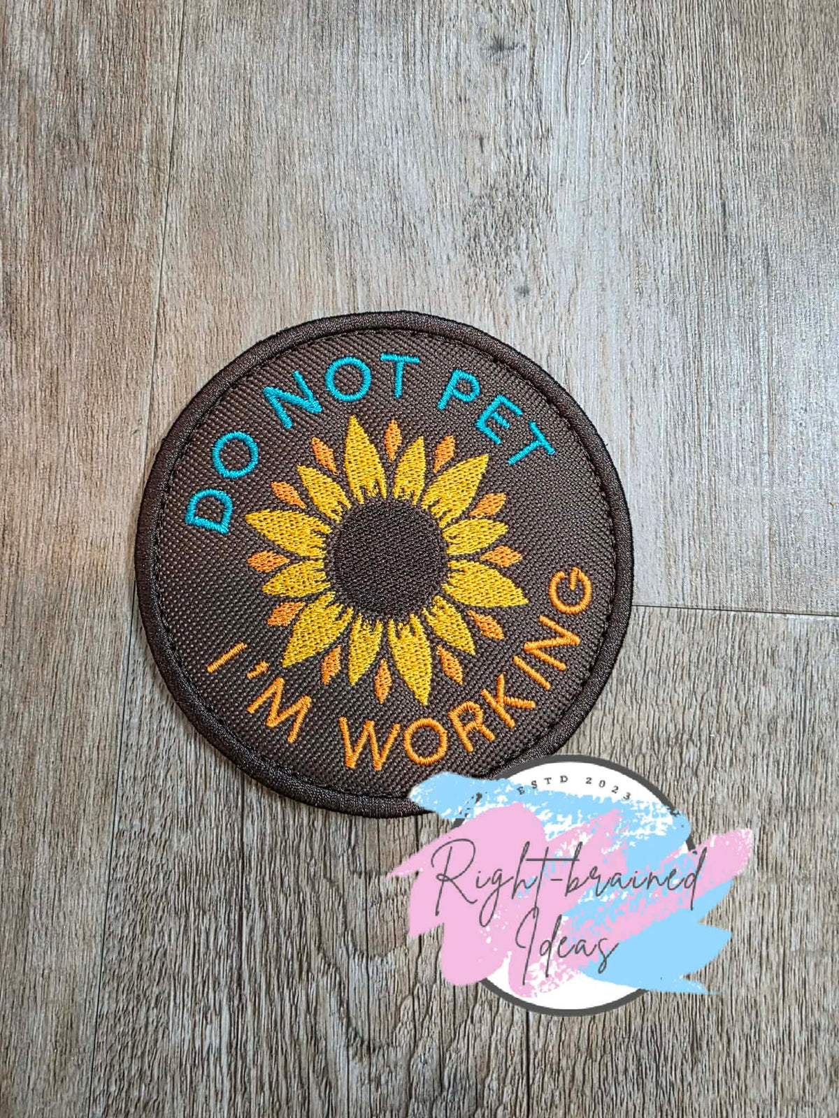 Sunflower Inspired Teal, Orange, Yellow And Brown On Brown Ottertex Canvas Four-piece Oversized Patch And Patch Tab Set