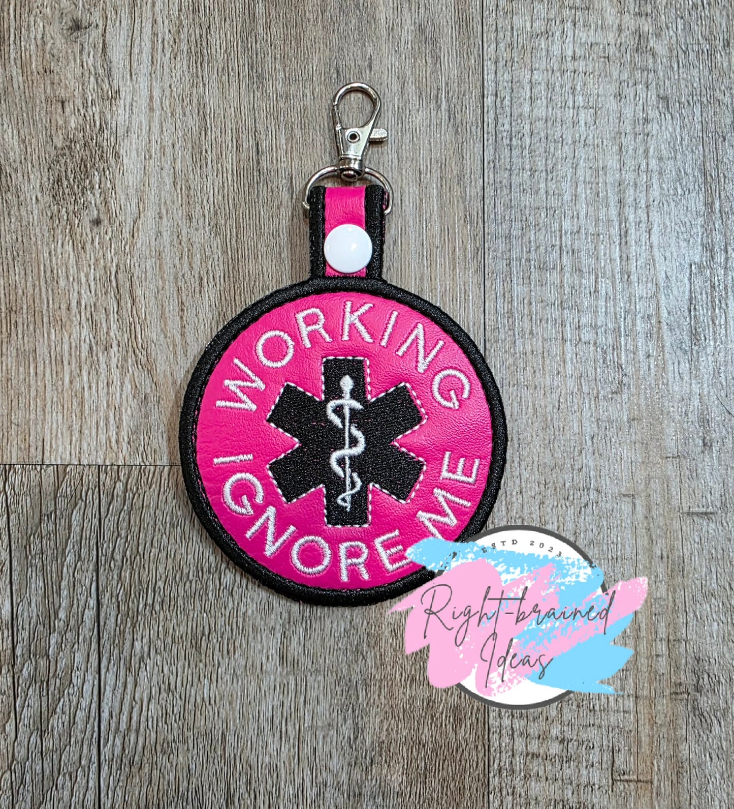 Working Ignore Me Black And White On Hot Pink Denali Vinyl Patch Tab