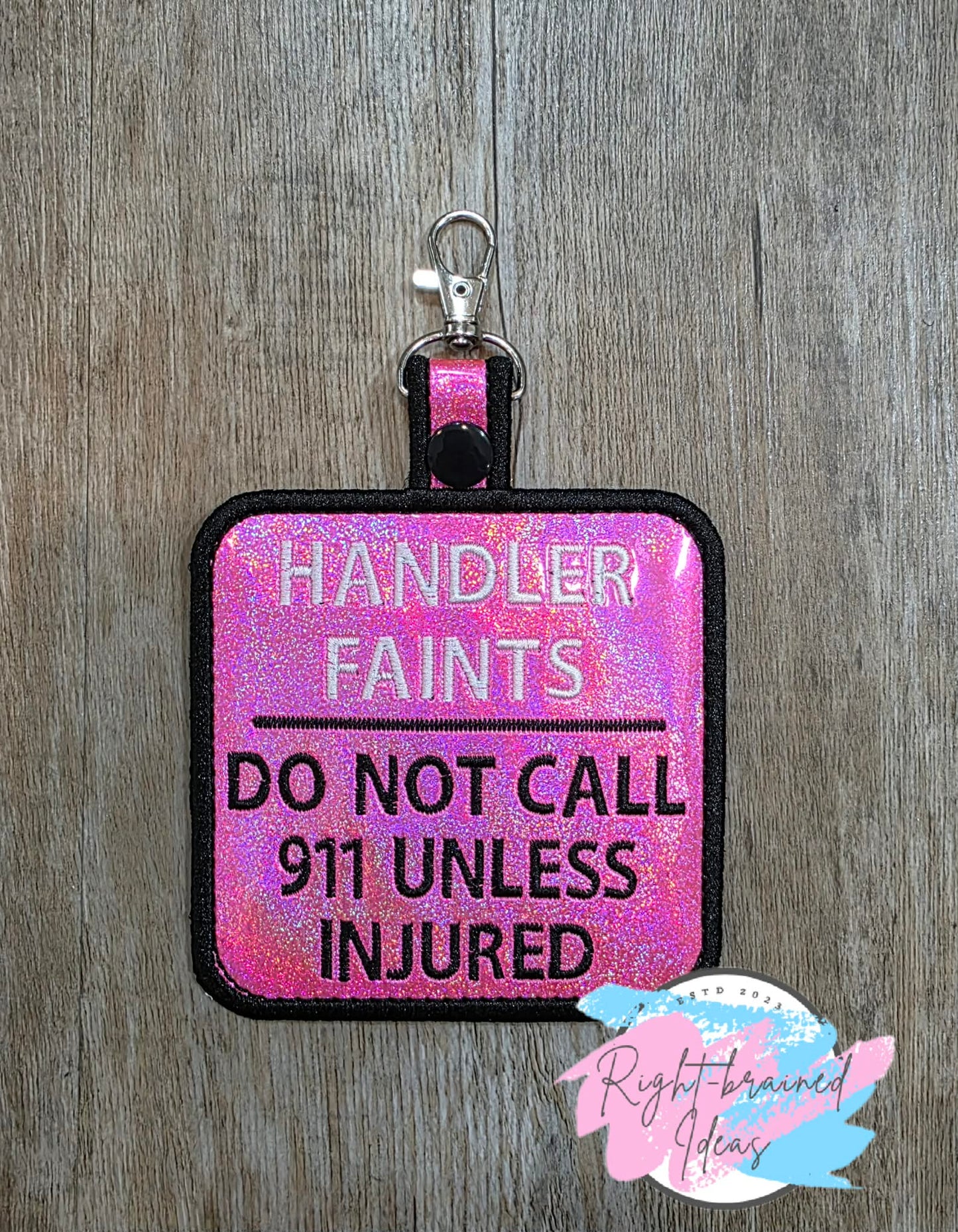 Handler Faints White And Black On Sparkle Pink Holographic Vinyl Patch Tab