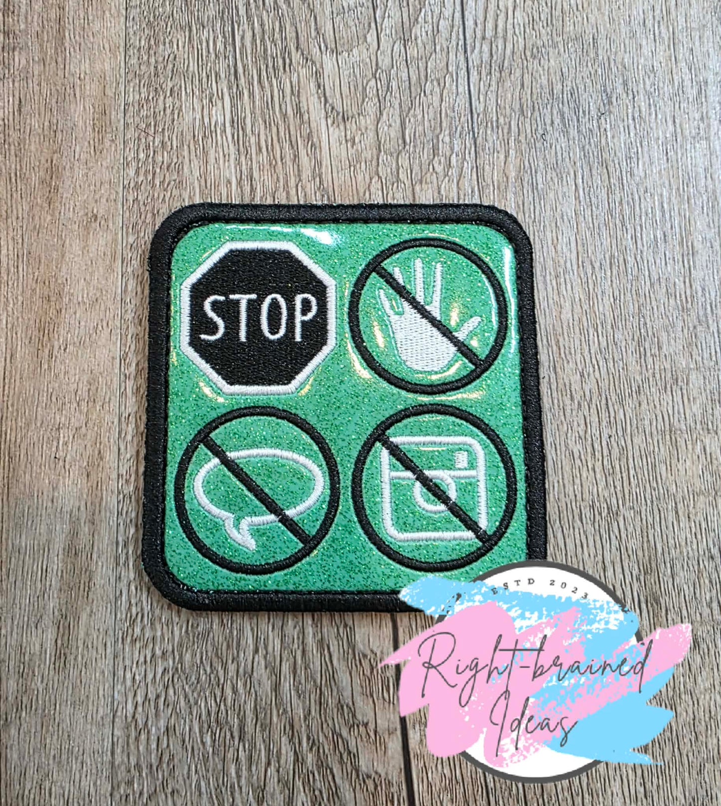 Service Dog In Training White And Black On Sparkle Moss Green Vinyl Four-piece Patch Set