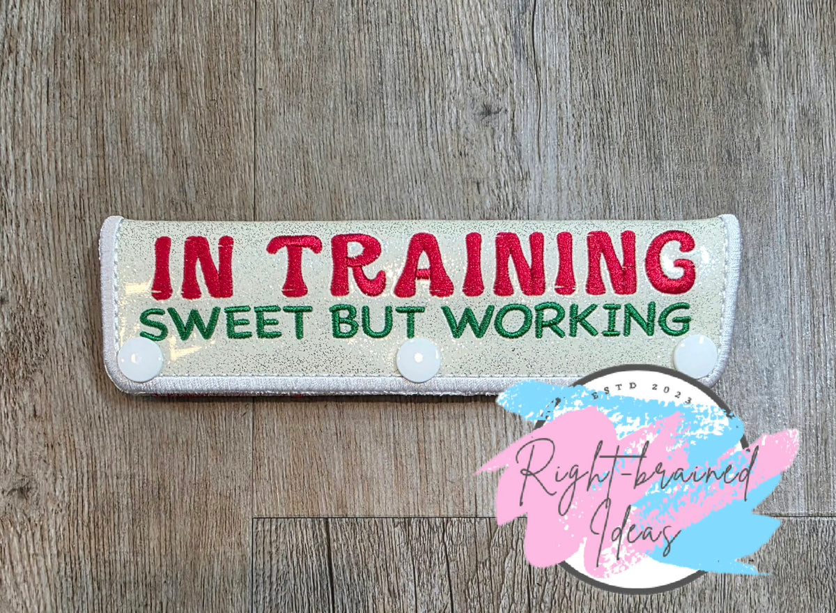 Peppermint Inspired In Training Red And Green On Sparkle White Vinyl Five-piece Patch And Leash Wrap Set