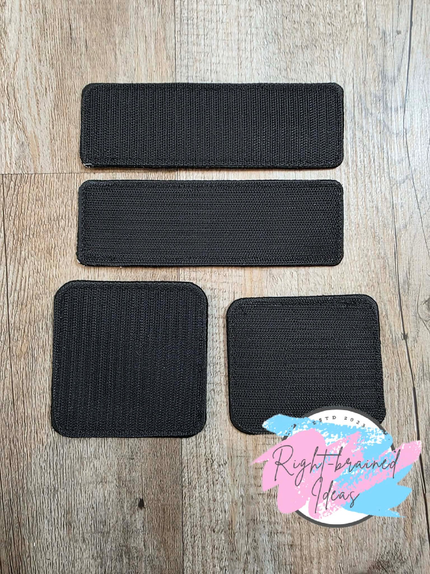 Service Dog Jump To Alert Black And White On Sparkle Light Blue Vinyl Four-piece Patch Set