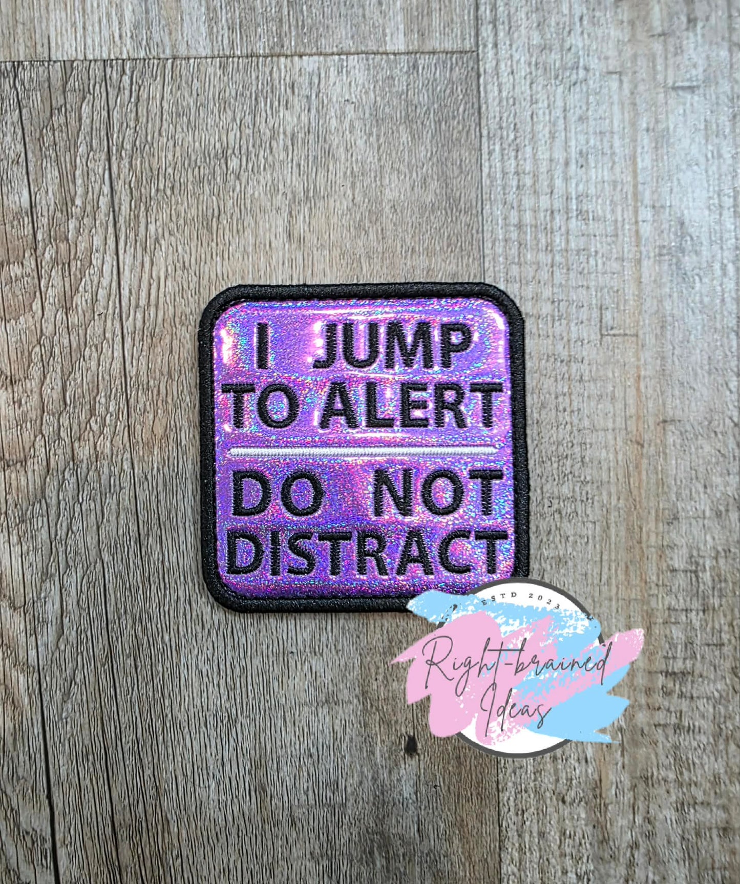 Service Dog Do Not Pet Black And White On Sparkle Purple Holographic Vinyl Five-piece Patch And Leash Wrap Set