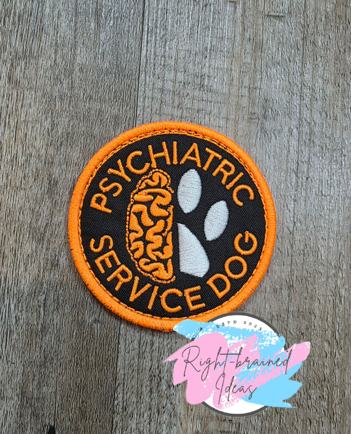 Service Dog In Training Neon Orange And White On Lightweight High Performance Black Twill Four-piece Patch Set